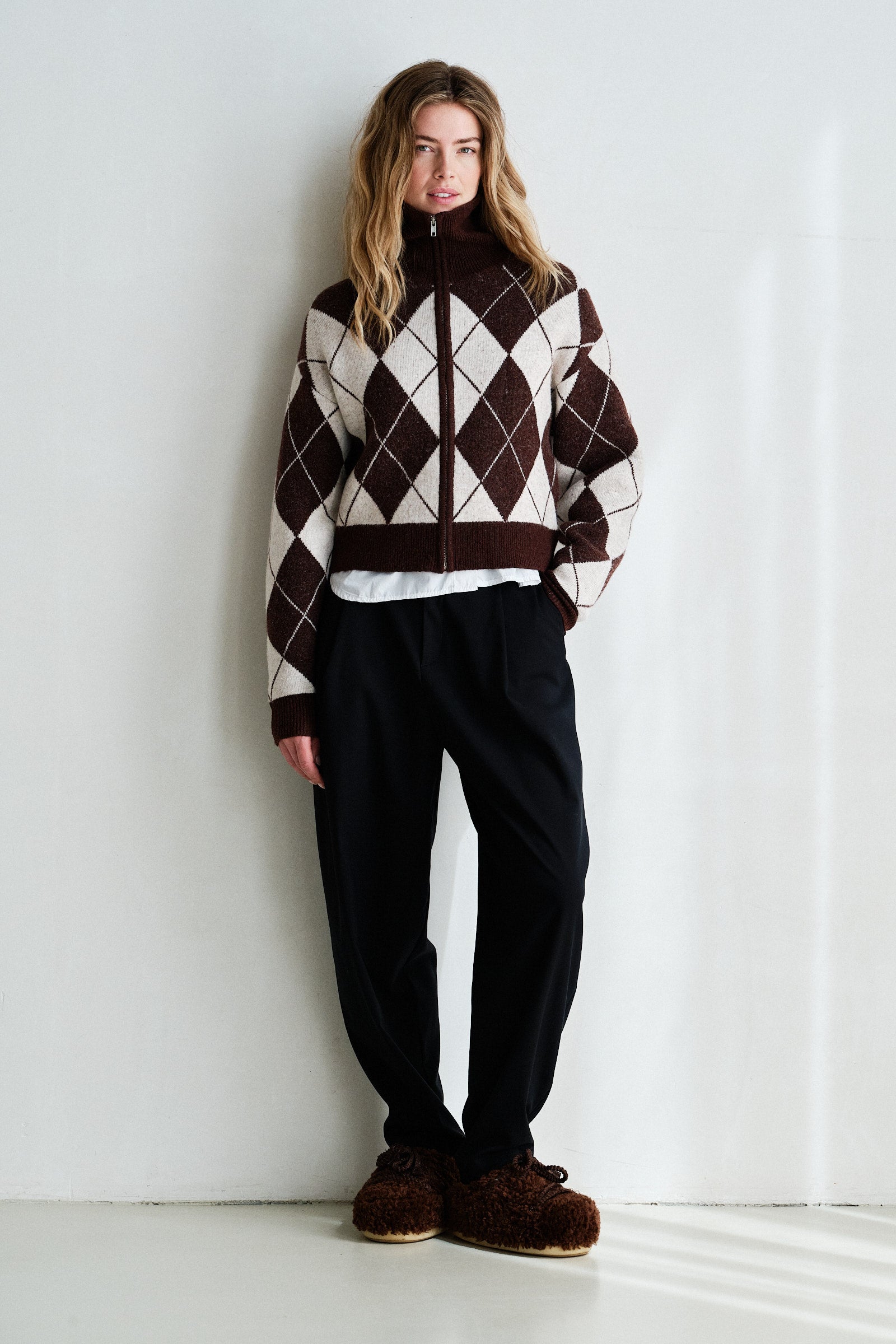CARDIGAN (W26C398) BROWN - ECRU