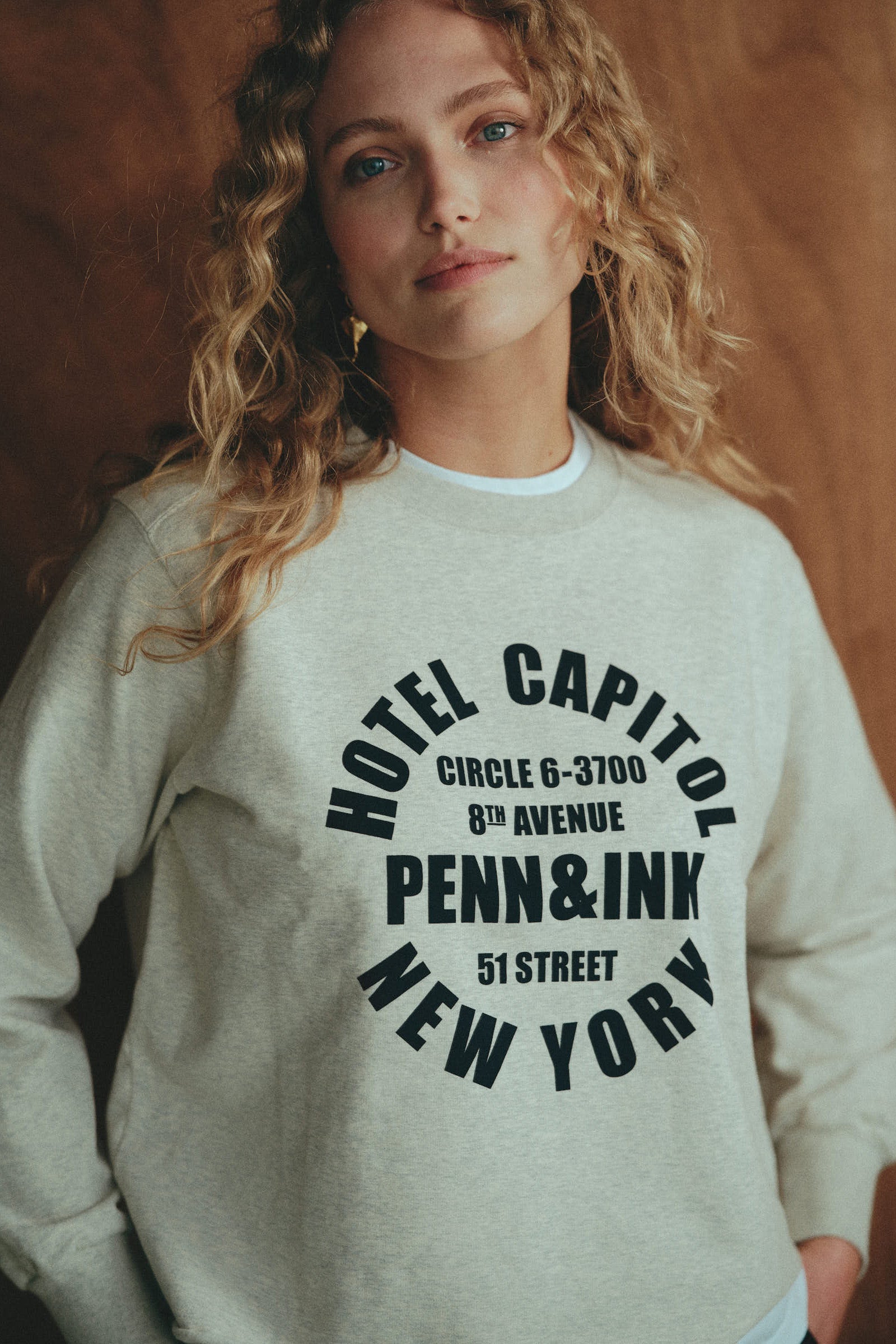 SWEATER PRINT (MICKY) ECRU MELANGE - NAVY