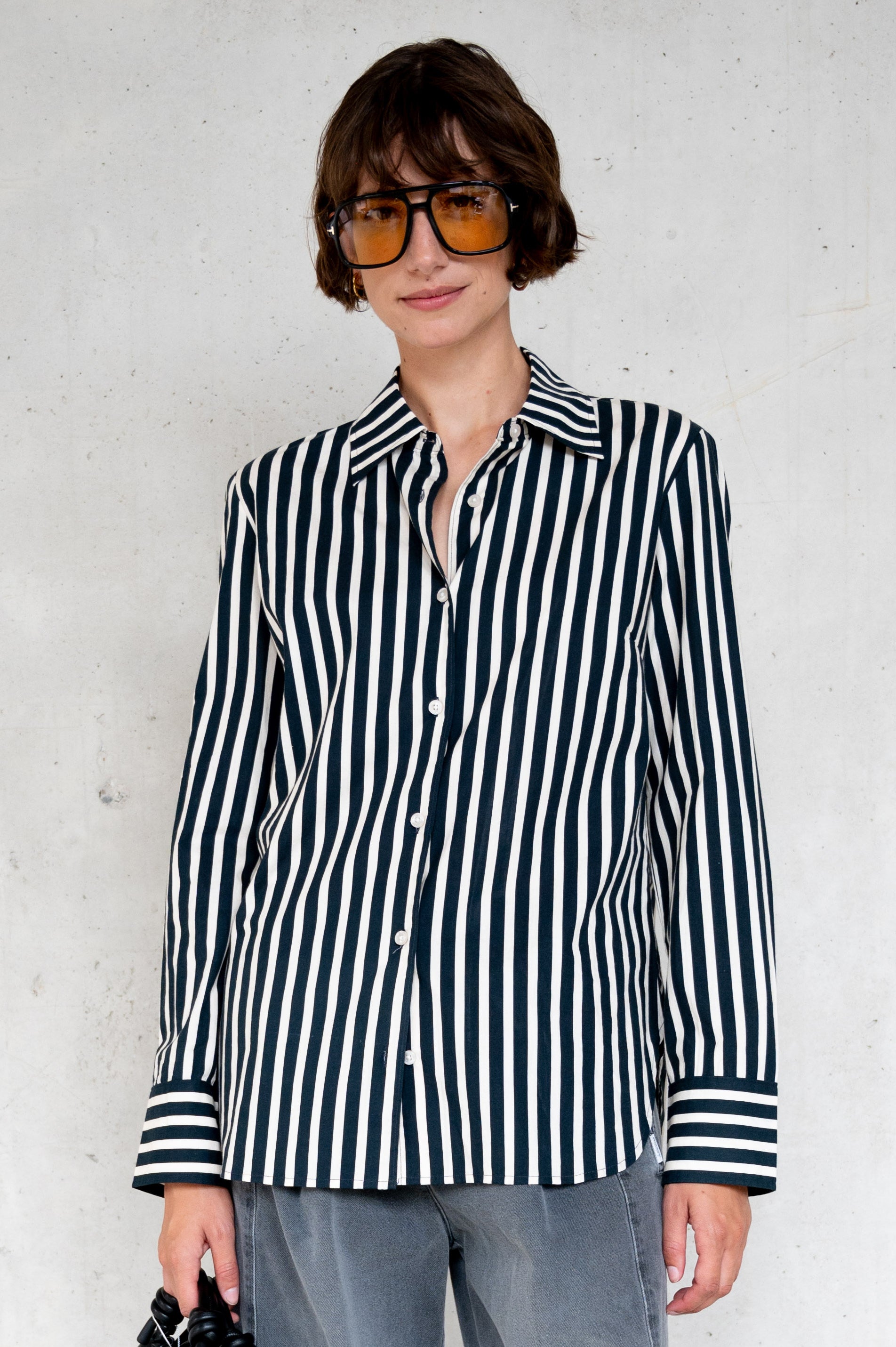 BLOUSE STRIPE (W25SE035LTD) BLACK - ECRU