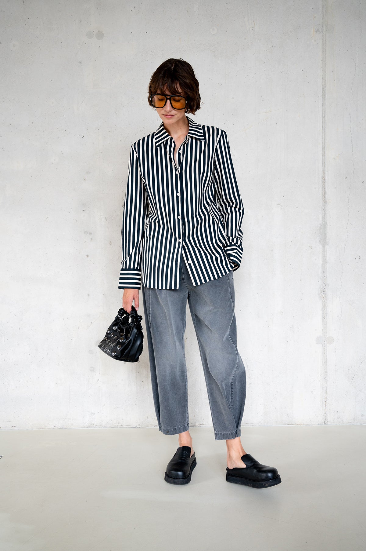 BLOUSE STRIPE (W25SE035LTD) BLACK - ECRU