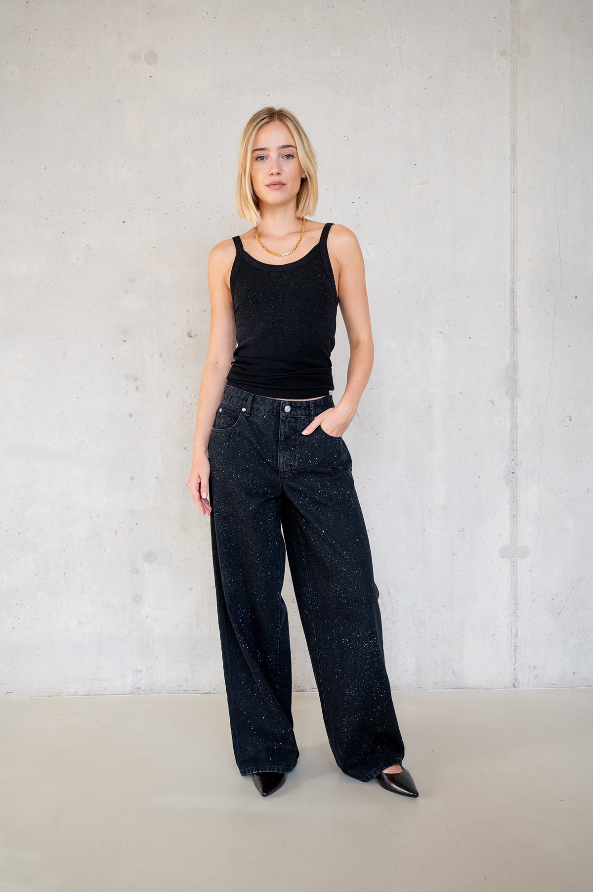 TROUSERS GLITTER (W25Z816LTD) BLACK JEANS