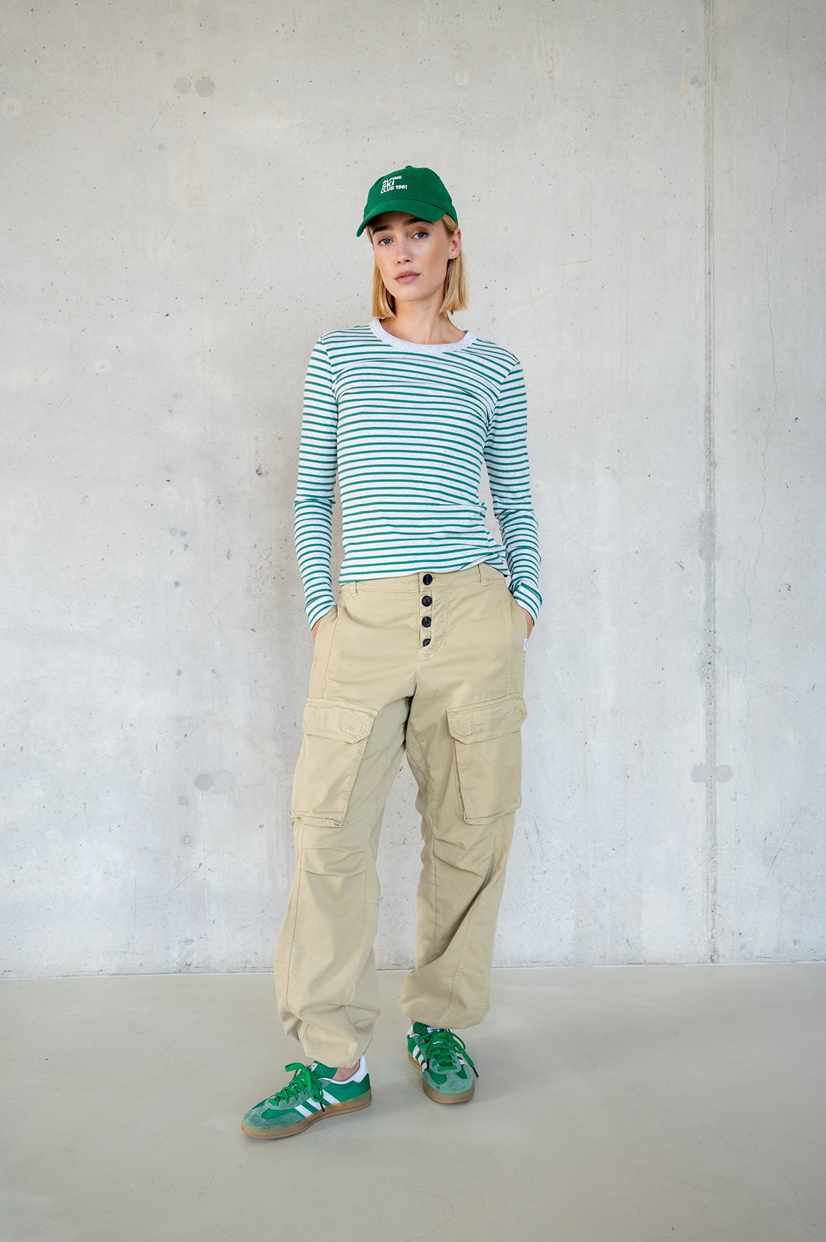 LONGSLEEVE MELANGE STRIPE (W25F1762LTD-M) GREY MELANGE - GREEN