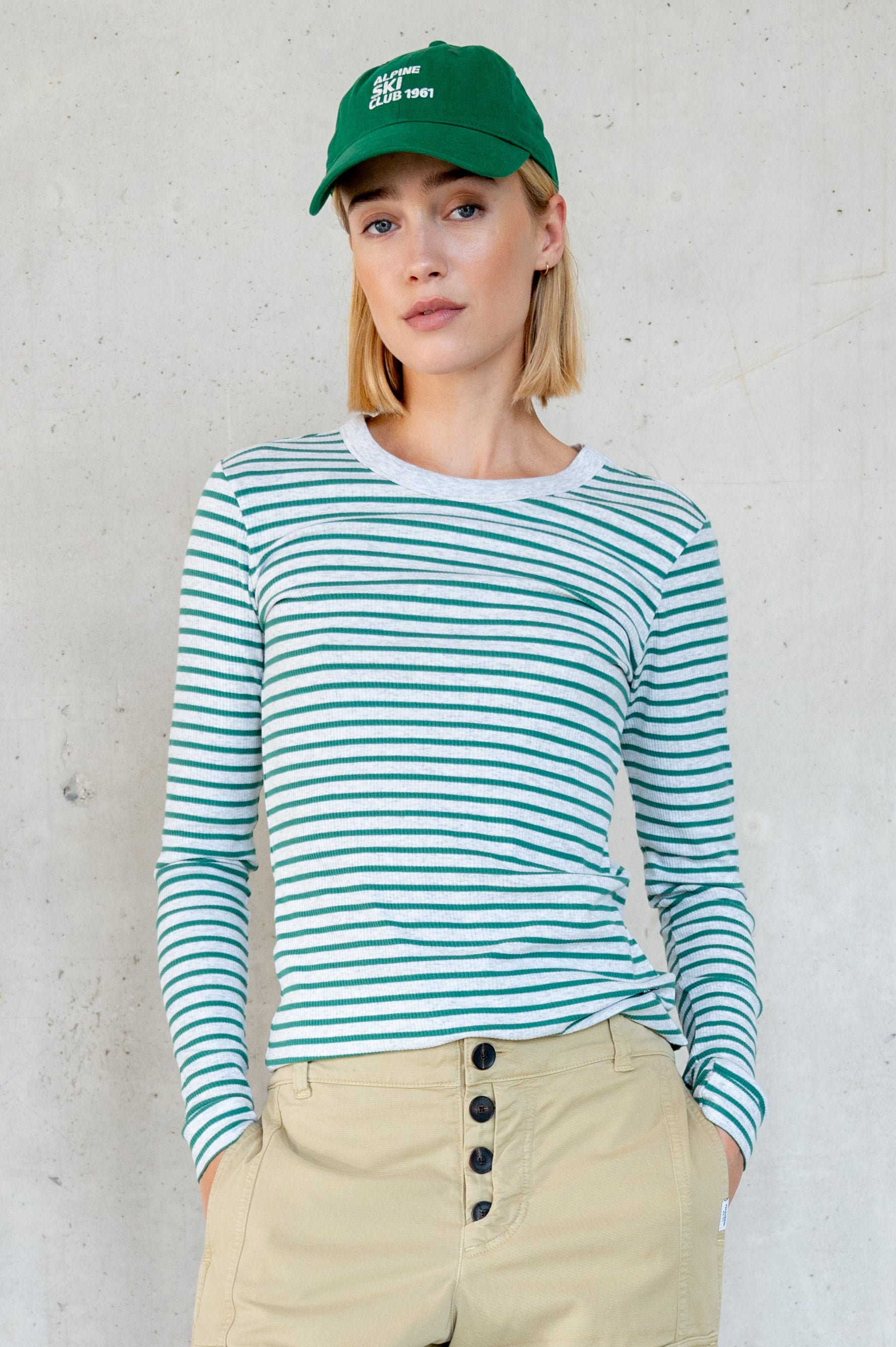 LONGSLEEVE MELANGE STRIPE (W25F1762LTD-M) GREY MELANGE - GREEN