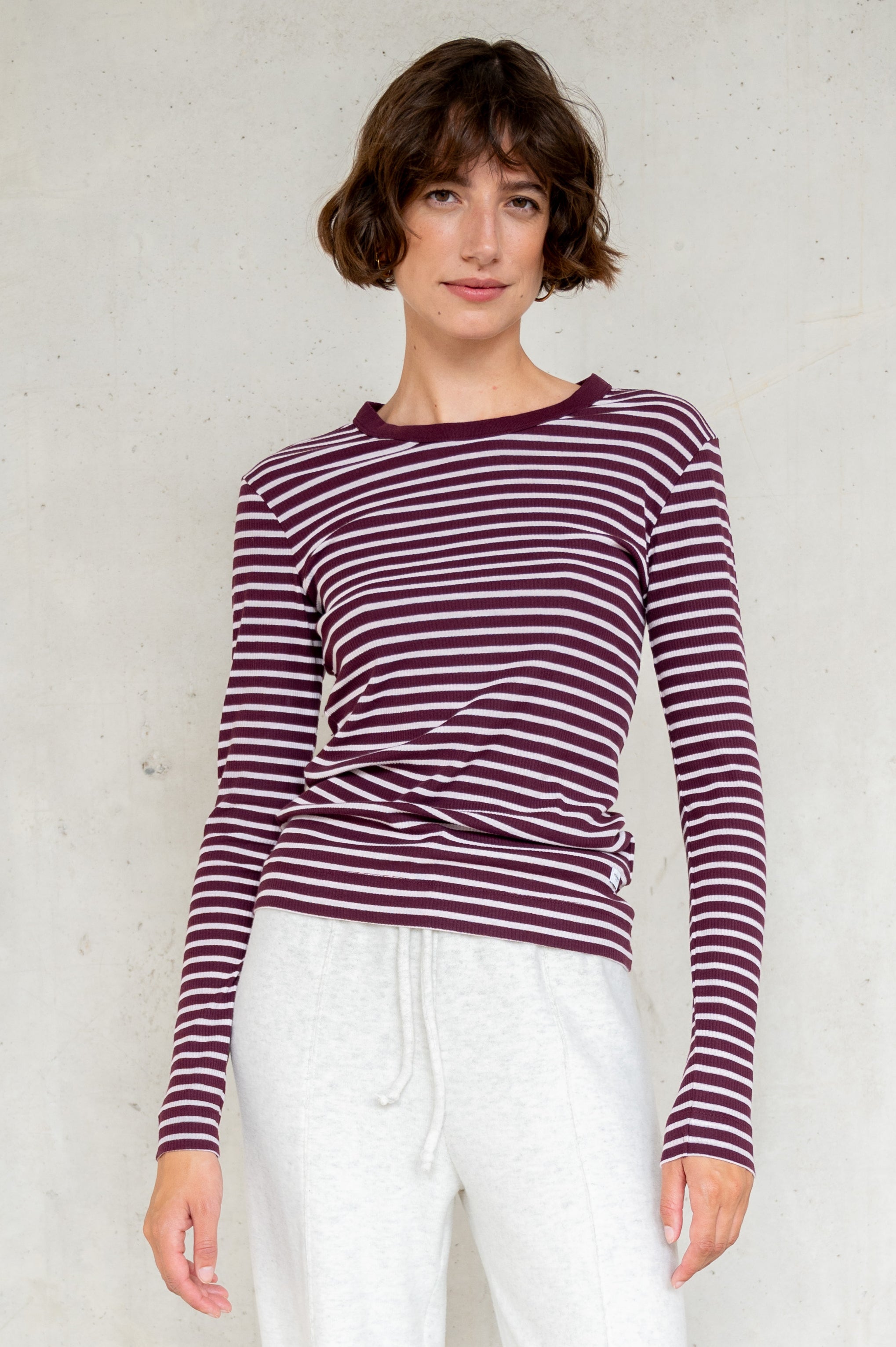 LONGSLEEVE STRIPE (W25F1762LTD) AUBERGINE - MERENGUE