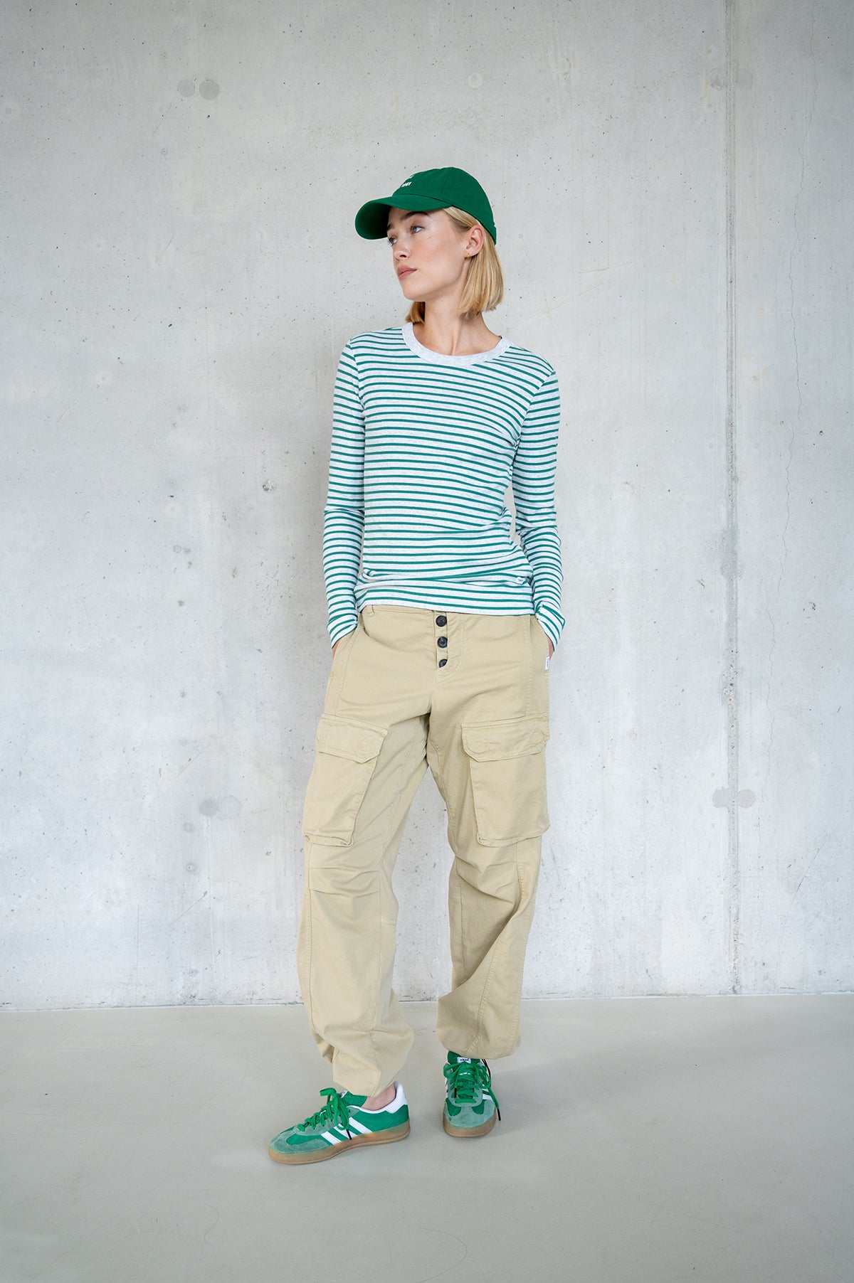 LONGSLEEVE MELANGE STRIPE (W25F1762LTD-M) GREY MELANGE - GREEN