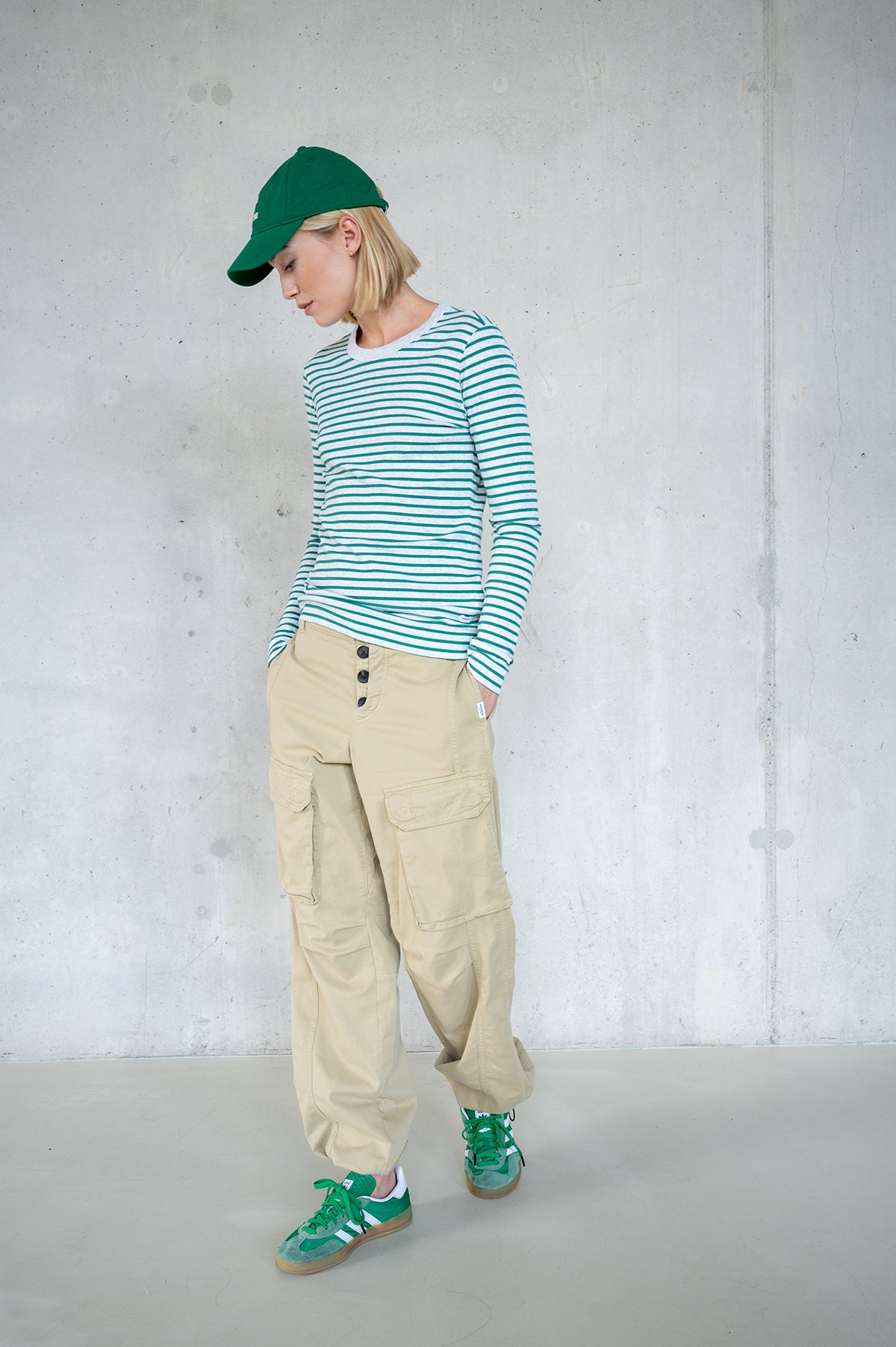 LONGSLEEVE MELANGE STRIPE (W25F1762LTD-M) GREY MELANGE - GREEN