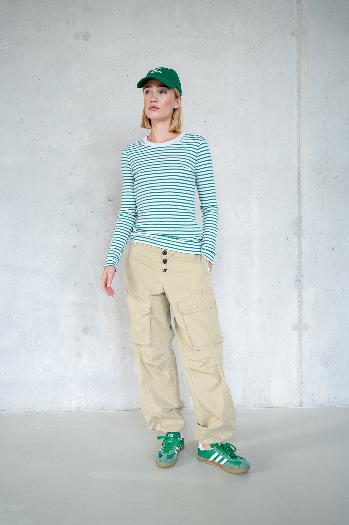 LONGSLEEVE MELANGE STRIPE (W25F1762LTD-M) GREY MELANGE - GREEN