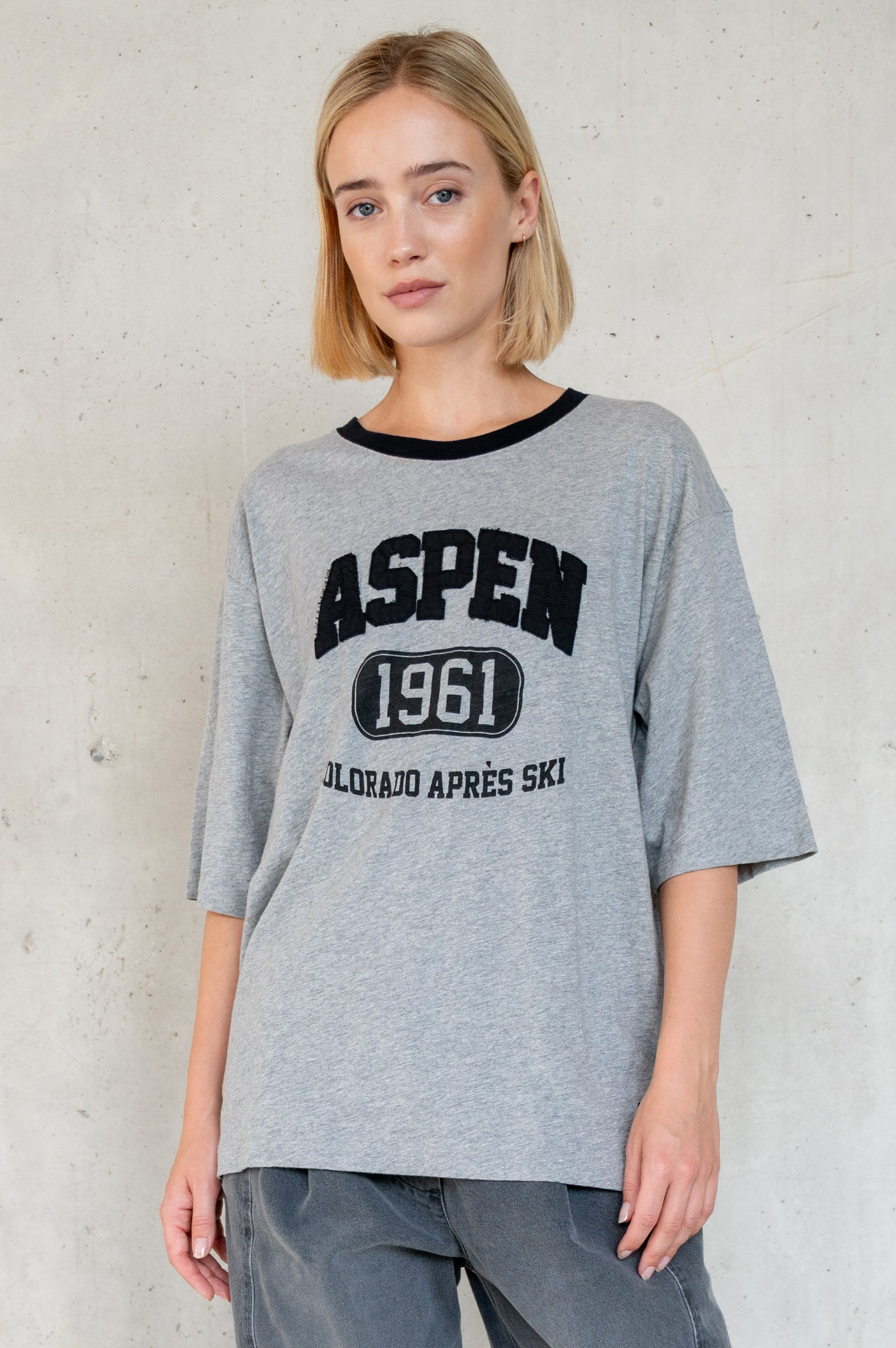 T-SHIRT PRINT (W25F1769LTD) GREY MELANGE - BLACK