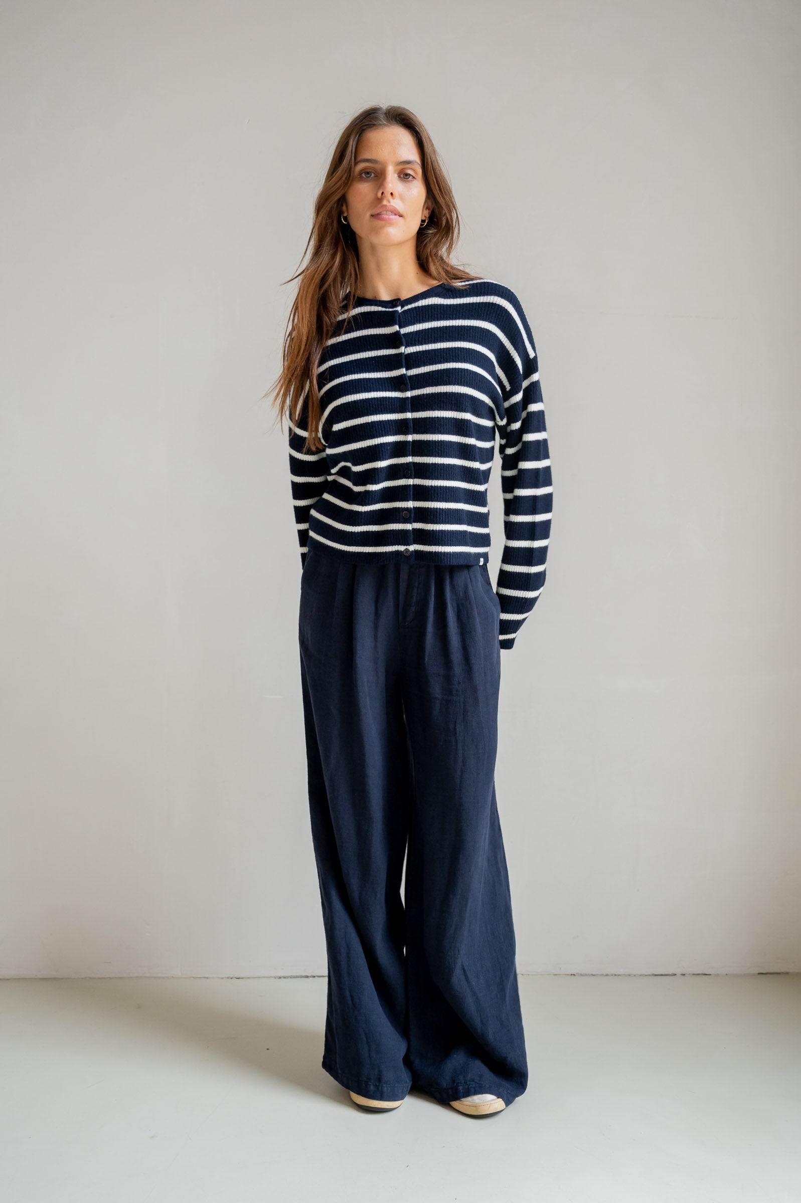 CARDIGAN STRIPE (S26B390) NAVY - ECRU