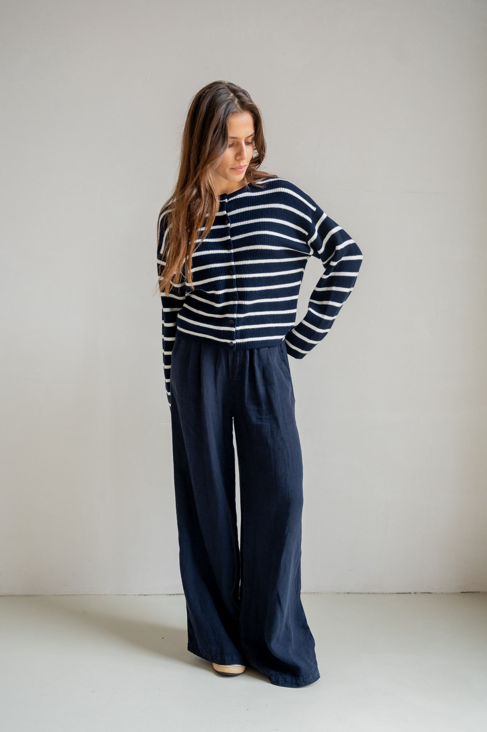 CARDIGAN STRIPE (S26B390) NAVY - ECRU