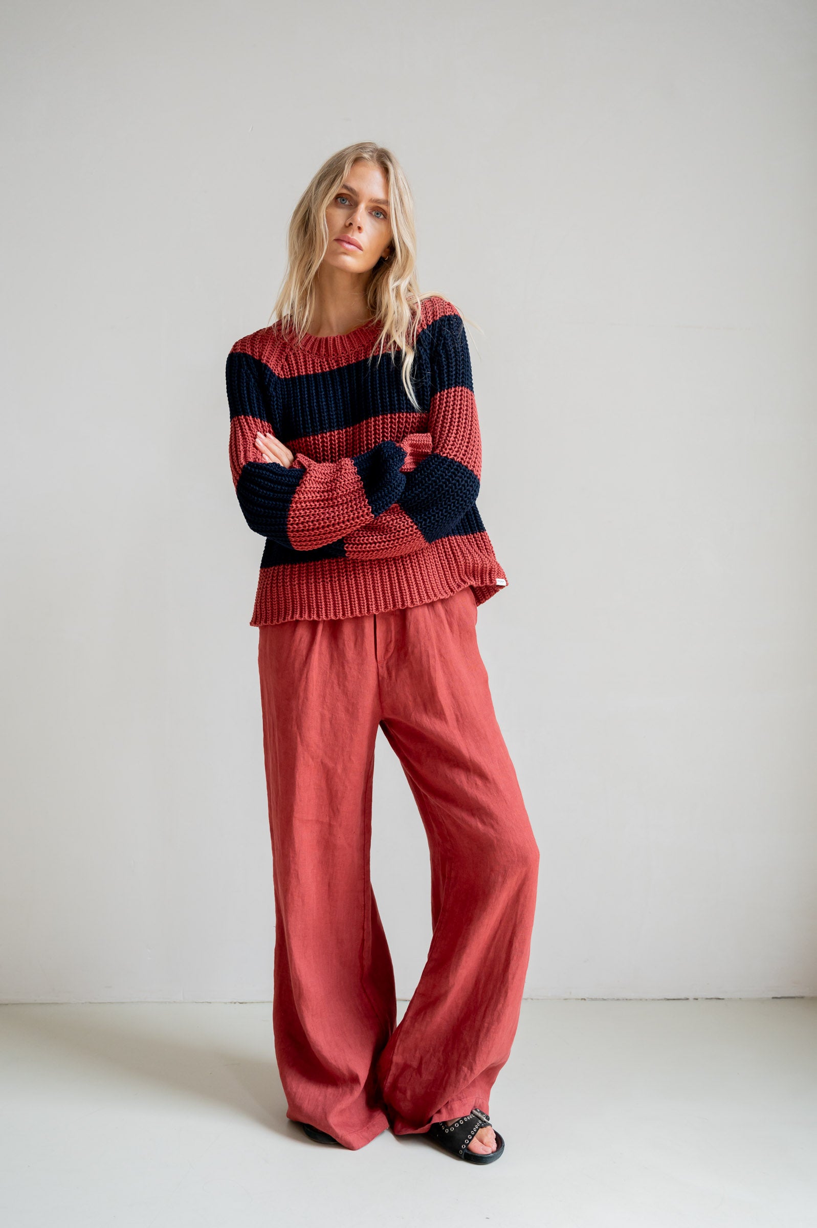 JUMPER STRIPE (S26B407) BURGUNDY - NAVY