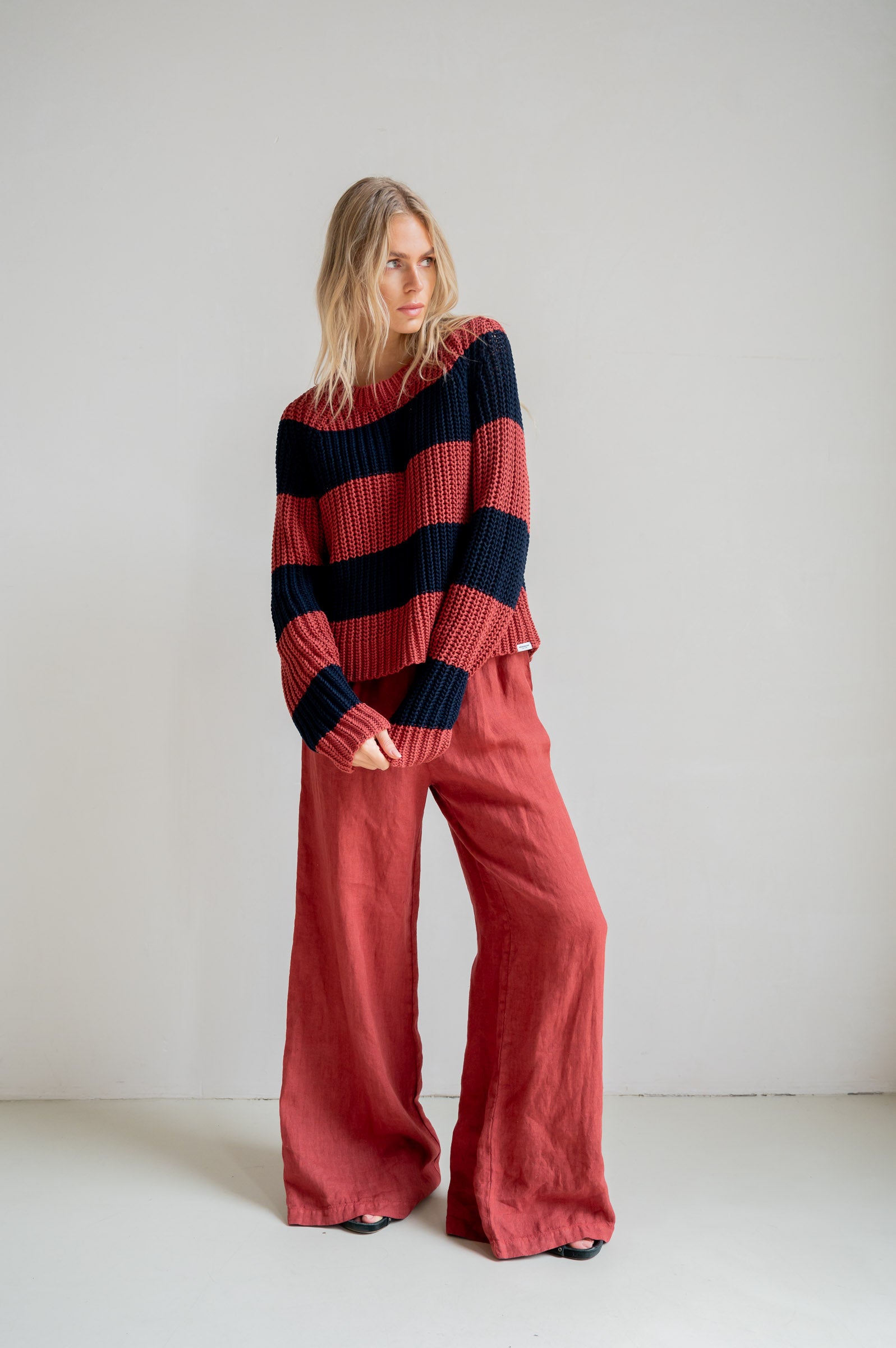 JUMPER STRIPE (S26B407) BURGUNDY - NAVY