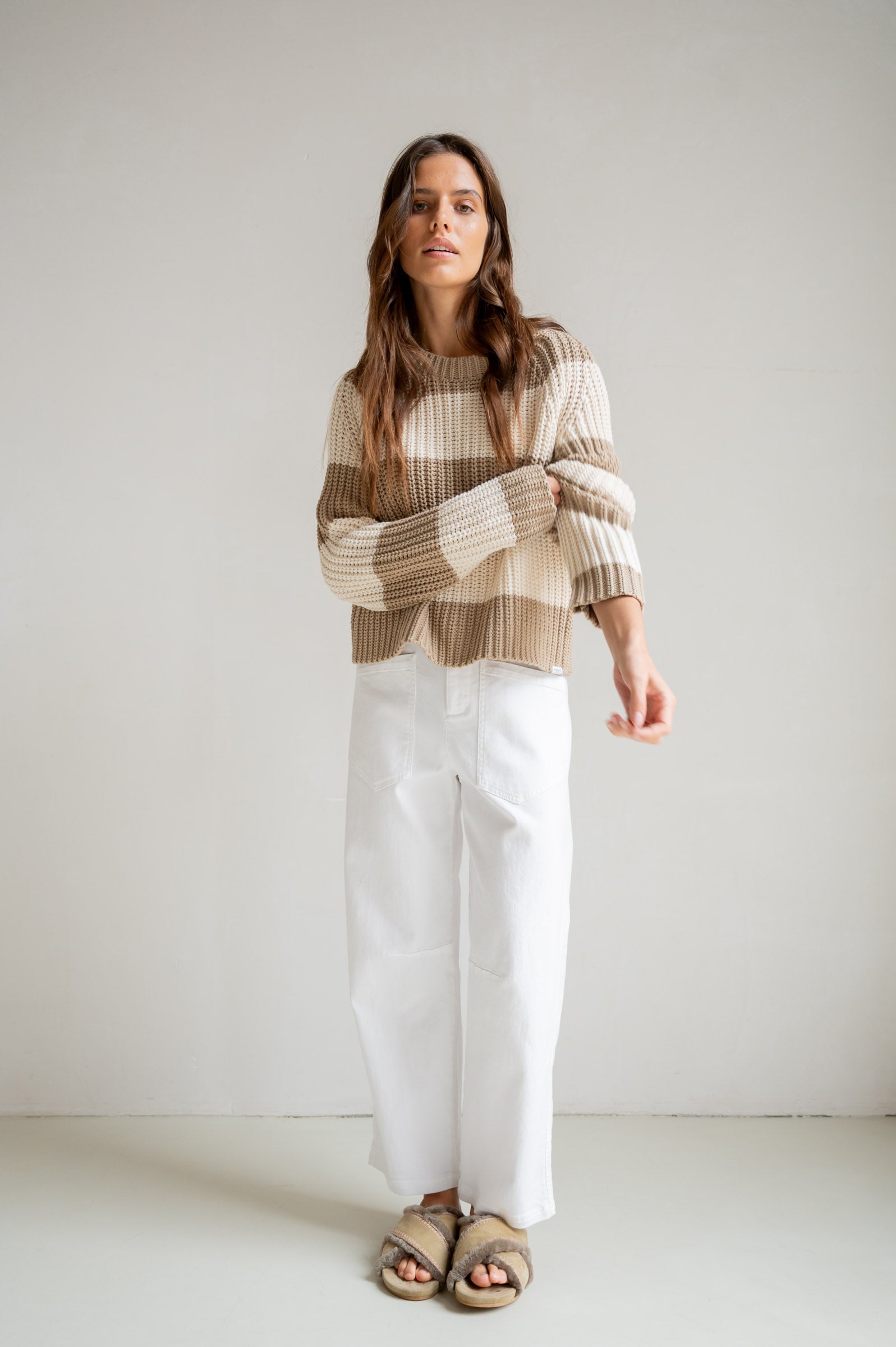 JUMPER STRIPE (S26B407) PEPPER - ECRU