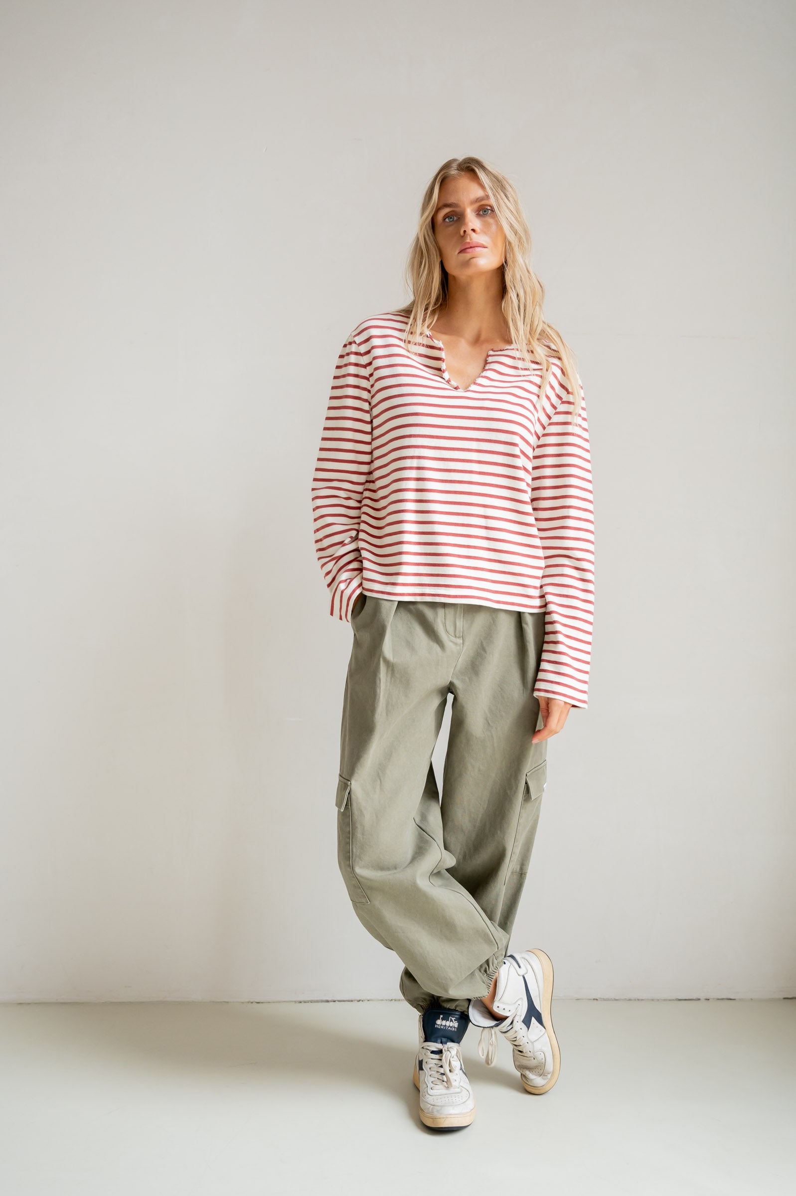 LONGSLEEVE STRIPE (S26F1806) ECRU - BURGUNDY