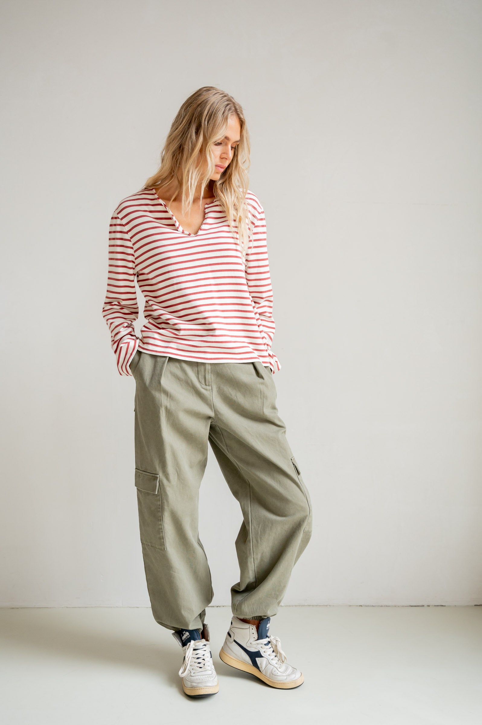 LONGSLEEVE STRIPE (S26F1806) ECRU - BURGUNDY