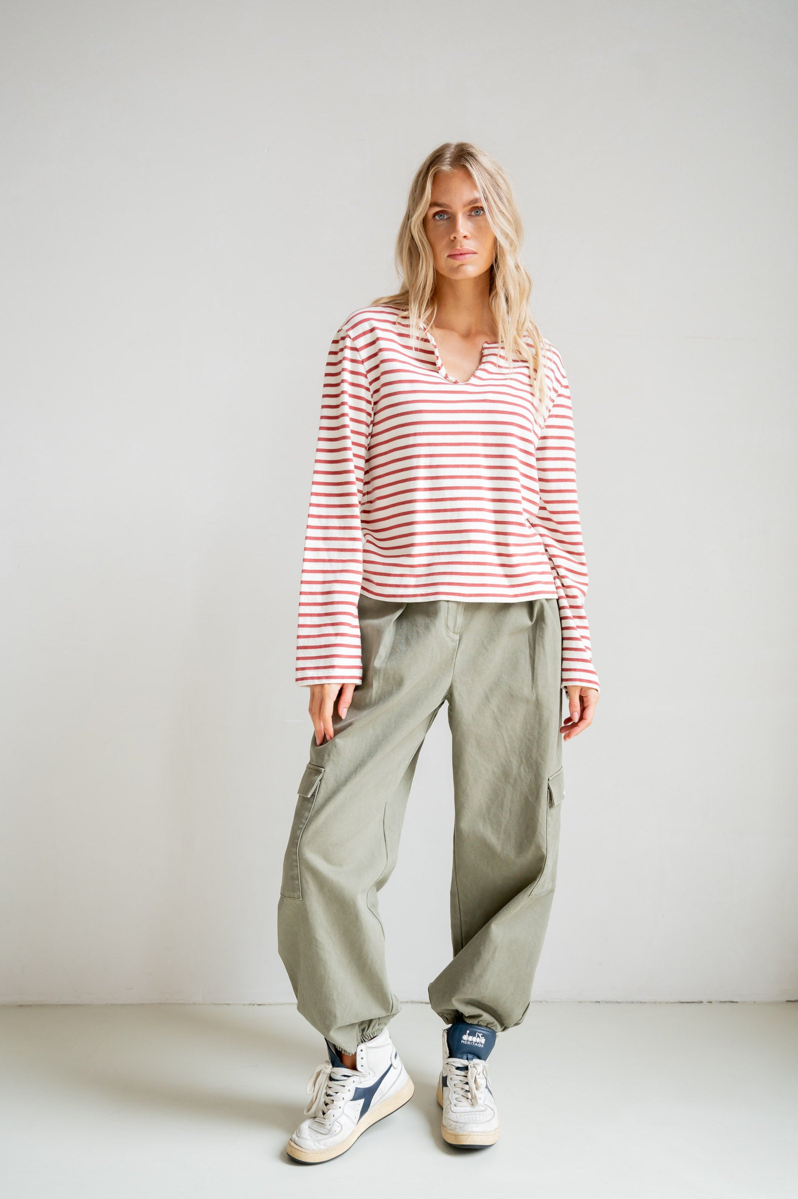 LONGSLEEVE STRIPE (S26F1806) ECRU - BURGUNDY