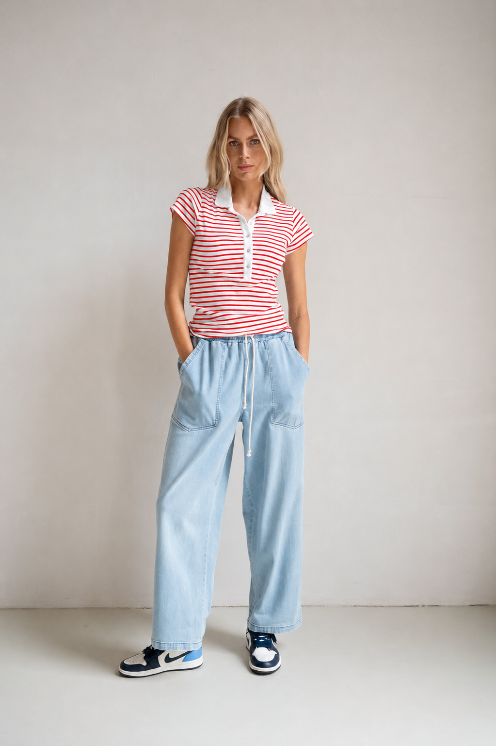 T-SHIRT STRIPE (S26F1820) WHITE - TOMATO