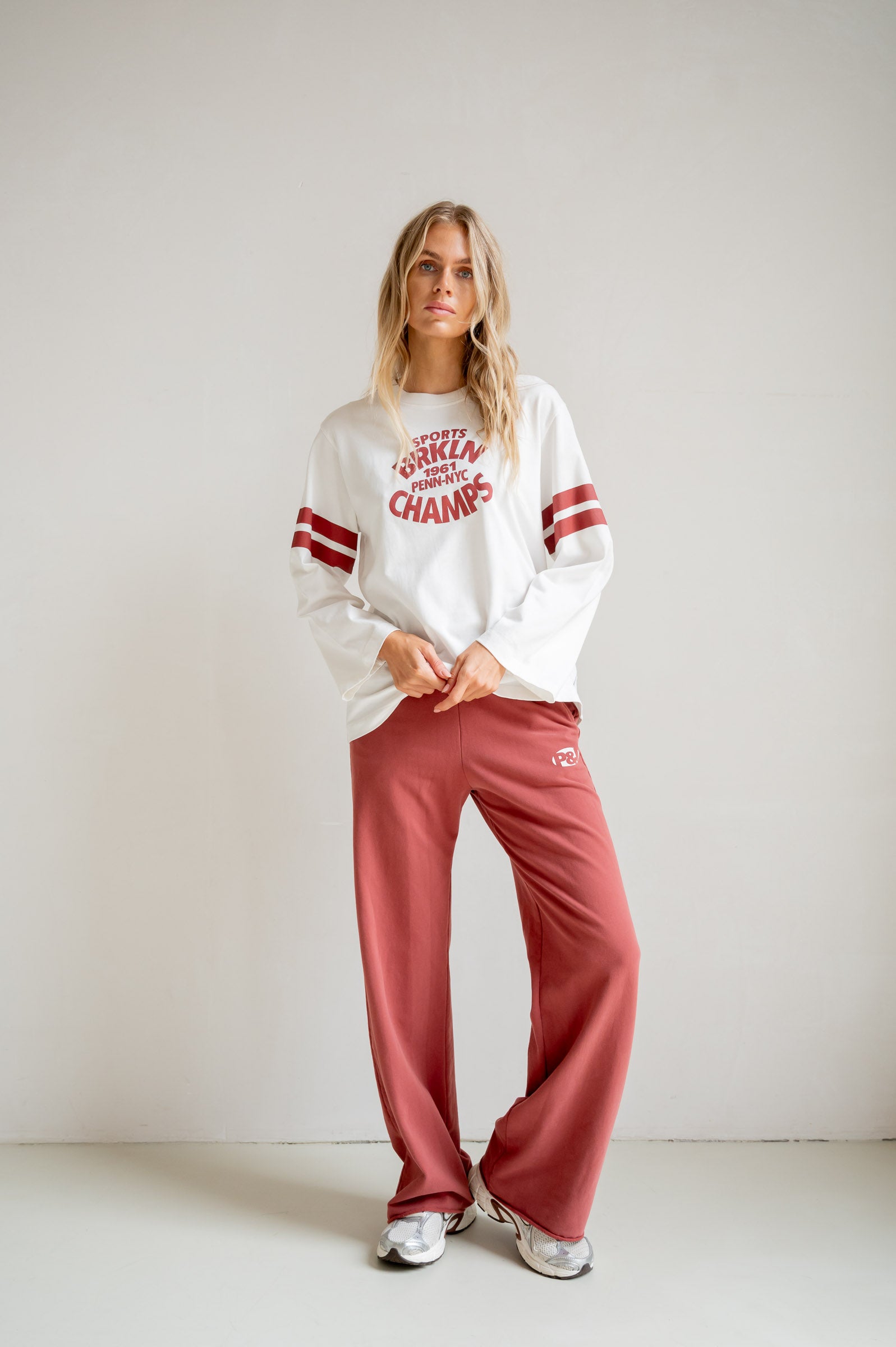 TROUSERS PRINT (S26F1834) BURGUNDY - ECRU