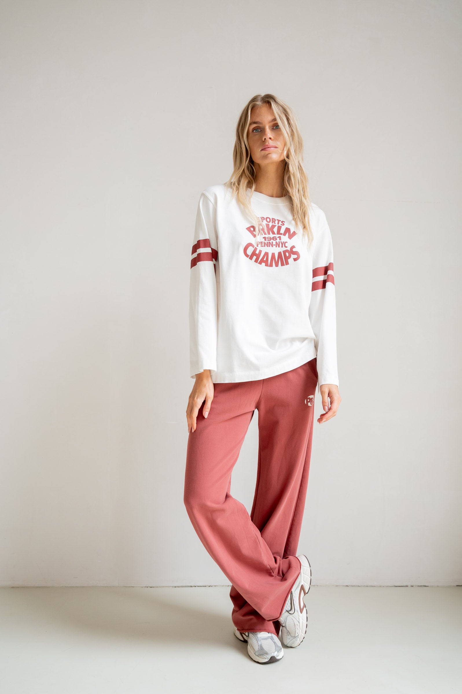 TROUSERS PRINT (S26F1834) BURGUNDY - ECRU