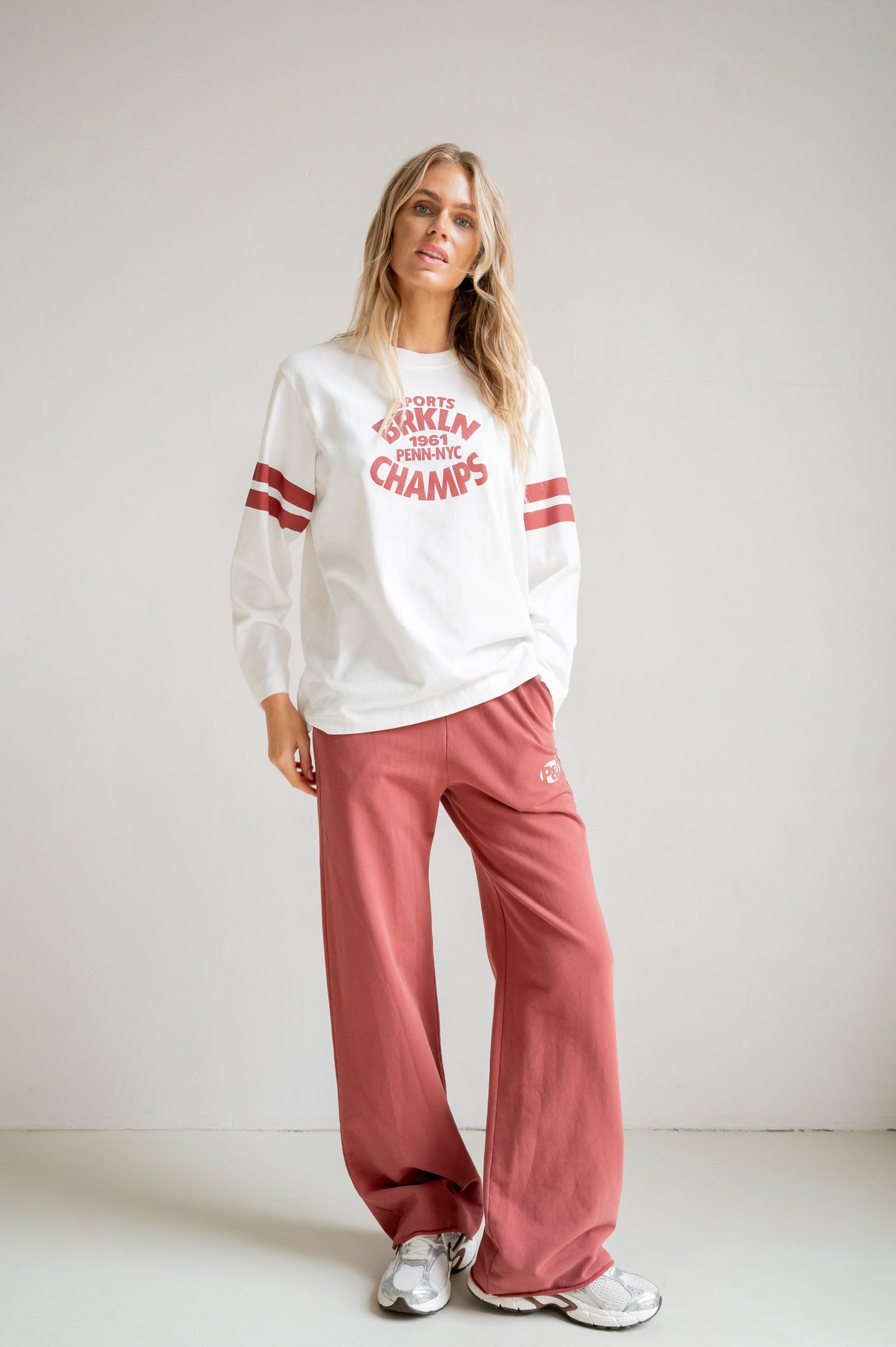 TROUSERS PRINT (S26F1834) BURGUNDY - ECRU