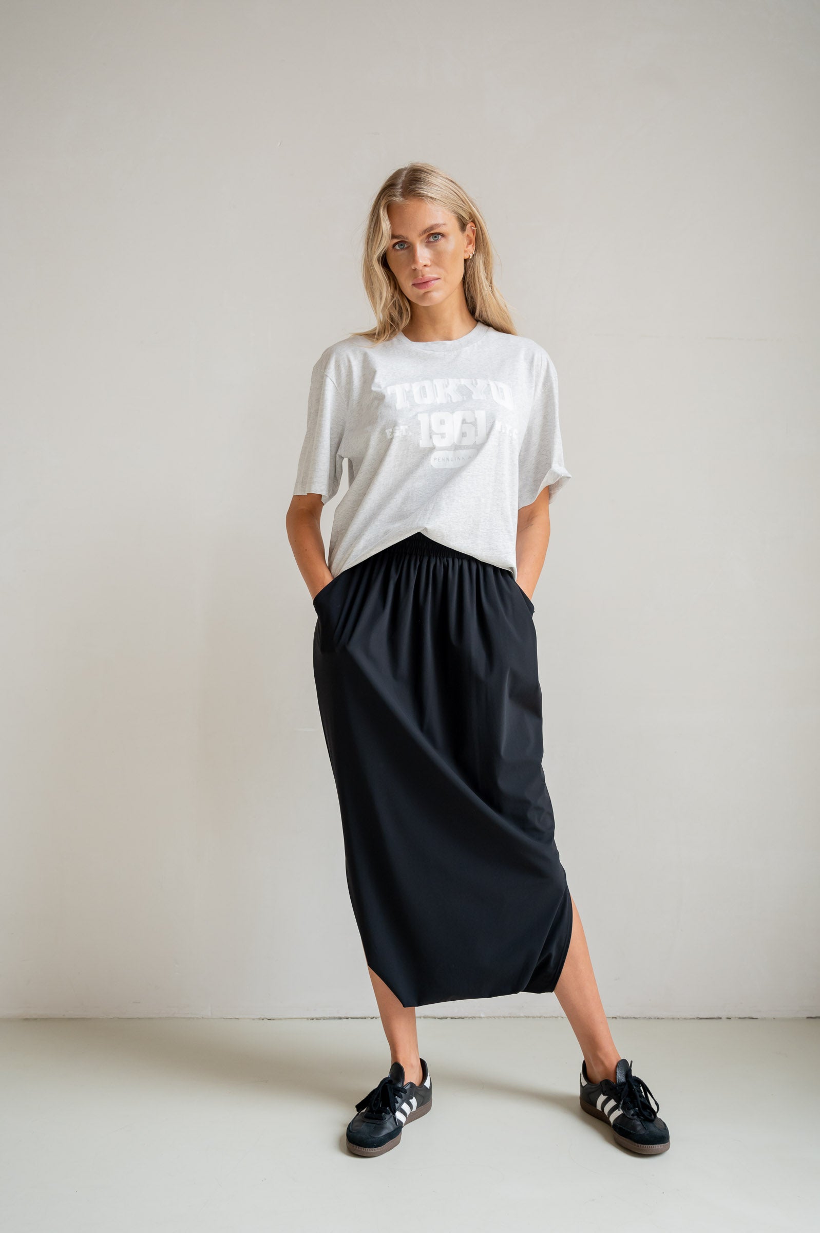 T-SHIRT PRINT (S26F1812) GREY MELANGE - WHITE