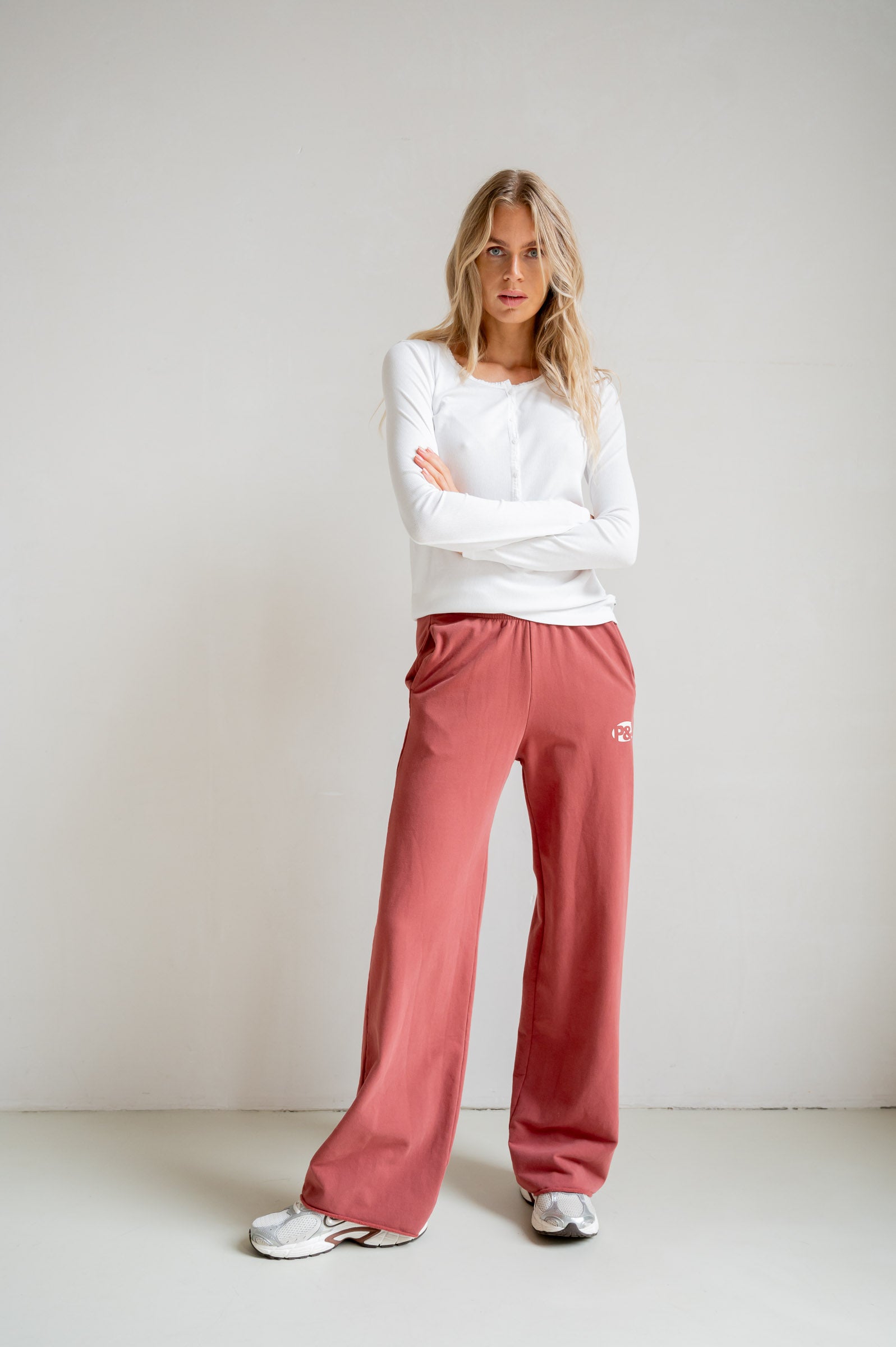 TROUSERS PRINT (S26F1834) BURGUNDY - ECRU