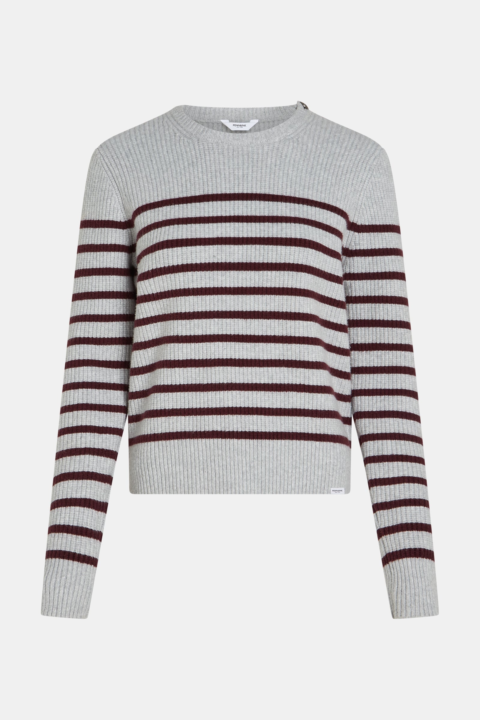 JUMPER STRIPE (W25B351) GREY MELANGE - AUBERGINE