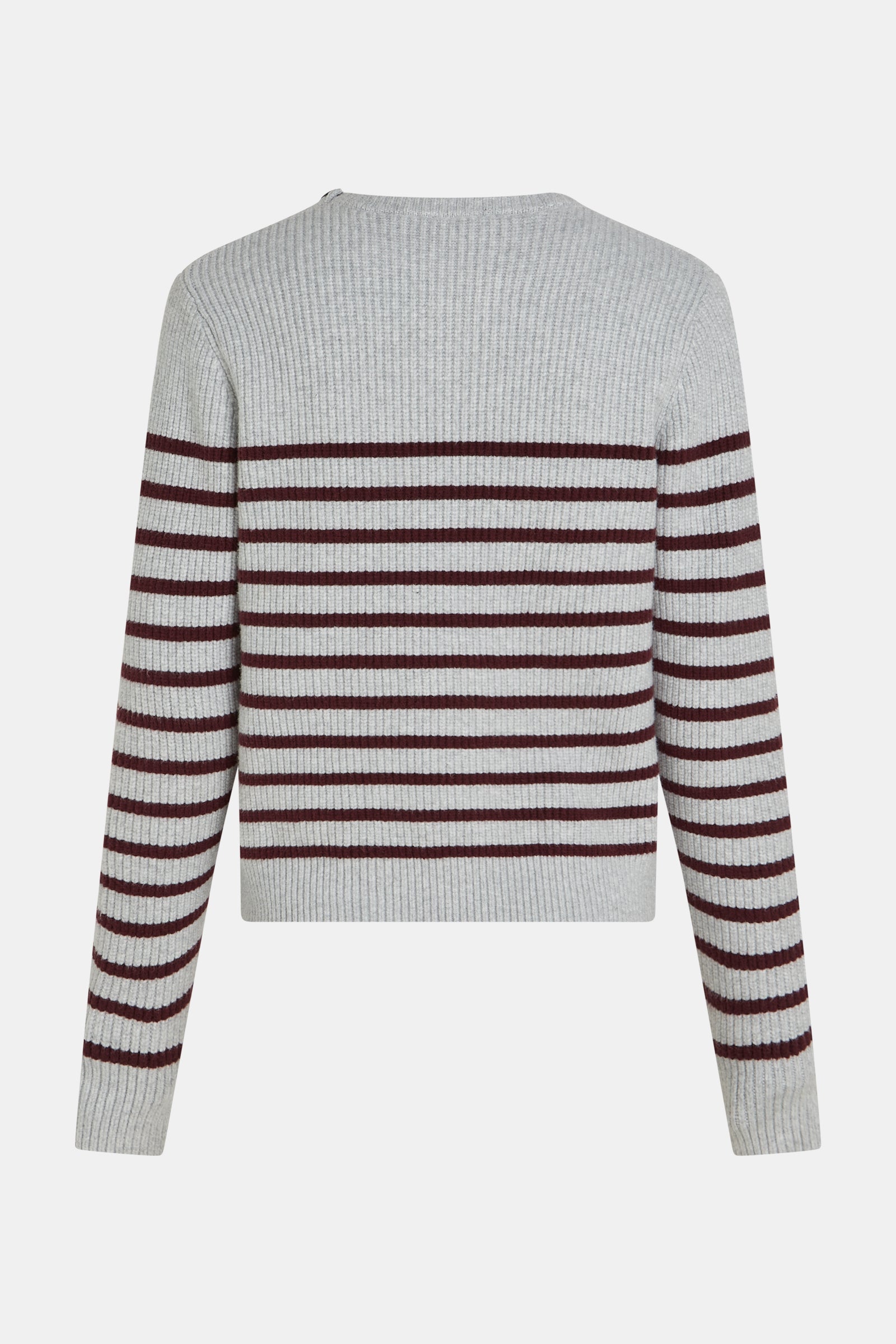 JUMPER STRIPE (W25B351) GREY MELANGE - AUBERGINE