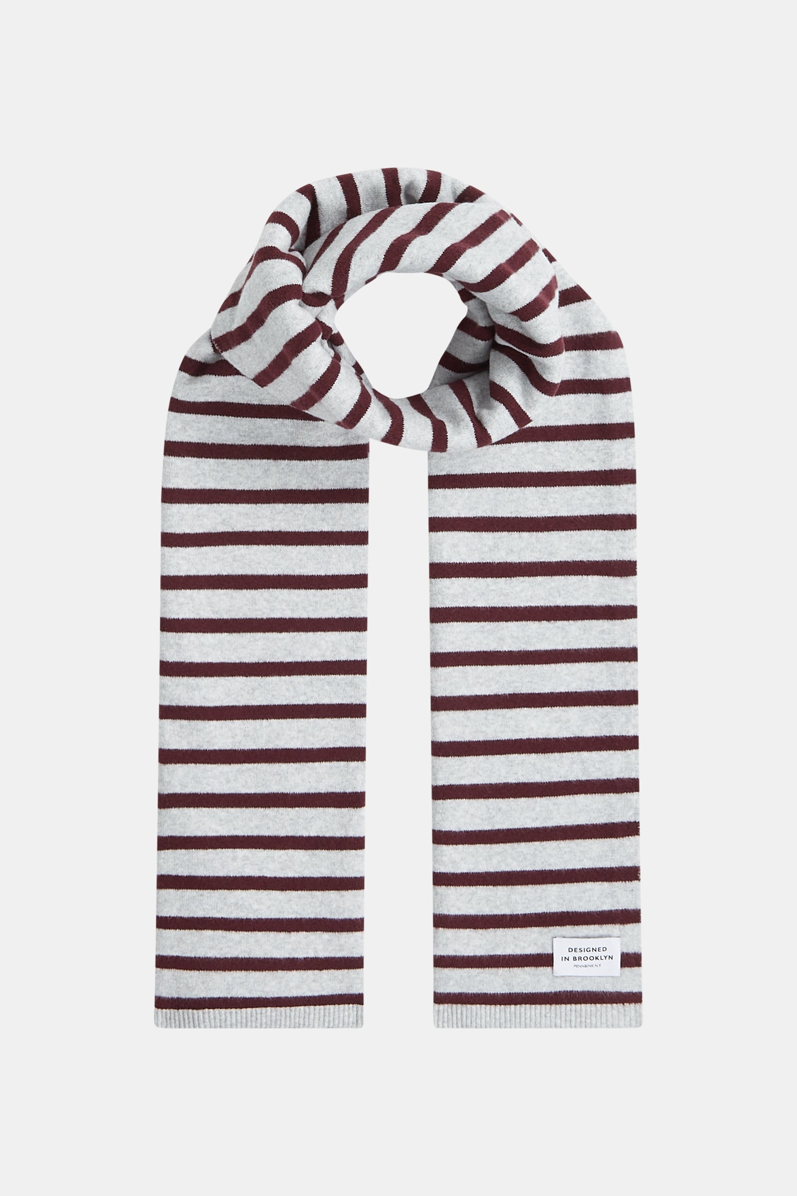 SCARF STRIPE (W25B359) GREY MELANGE - AUBERGINE
