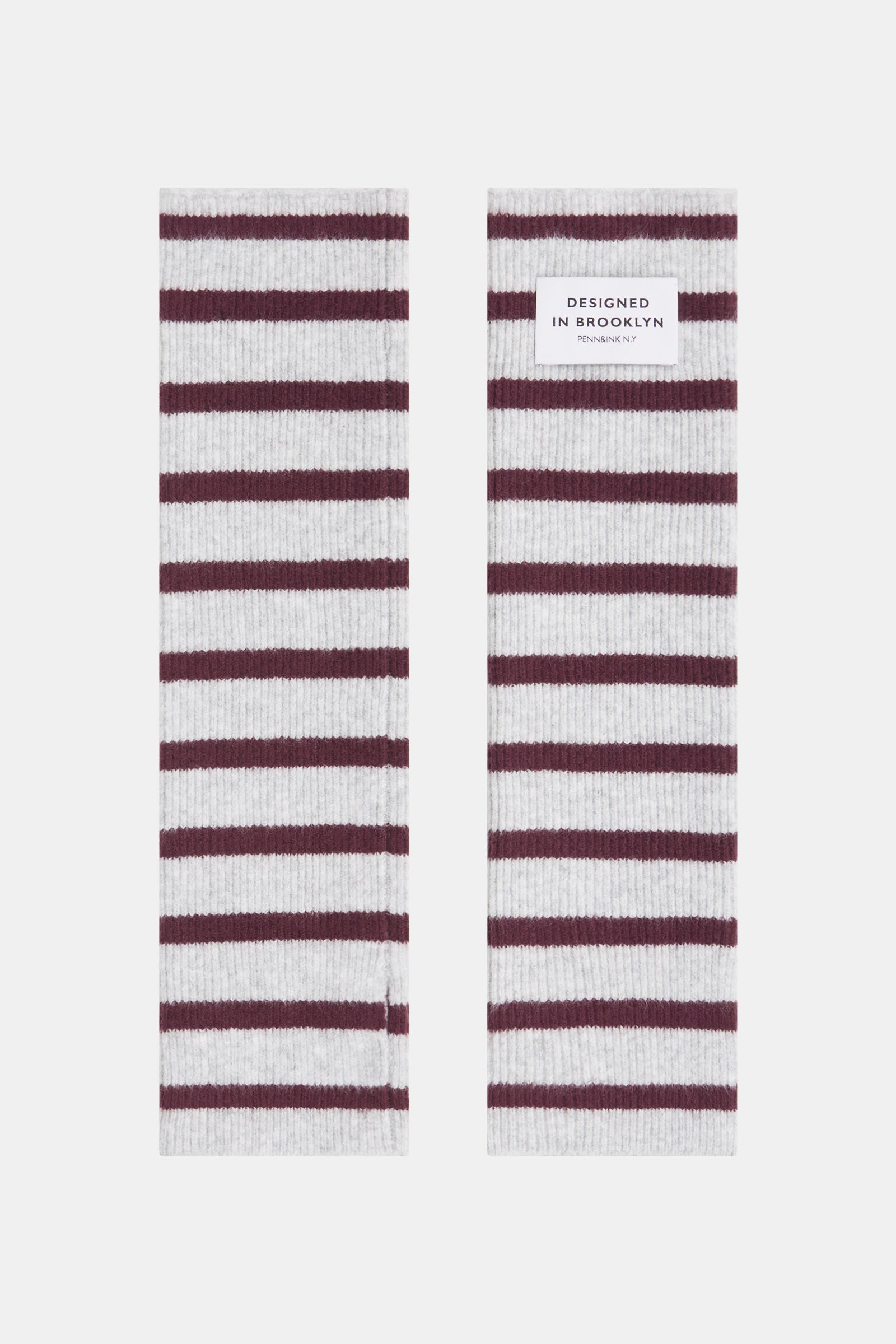 ARM WARMERS STRIPE (W25B361) GREY MELANGE - AUBERGINE