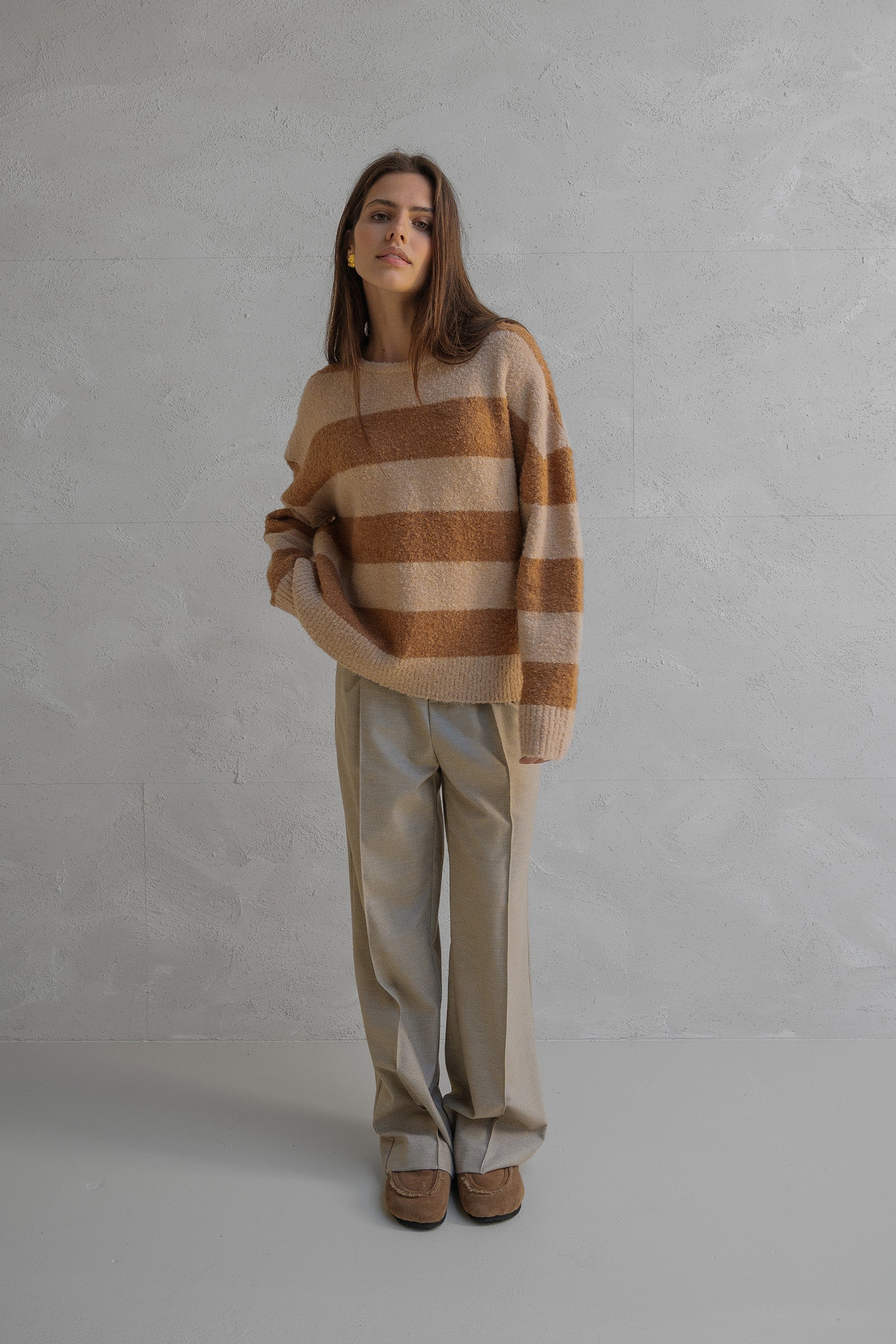 JUMPER STRIPE (W25C297) BEIGE - CAMEL