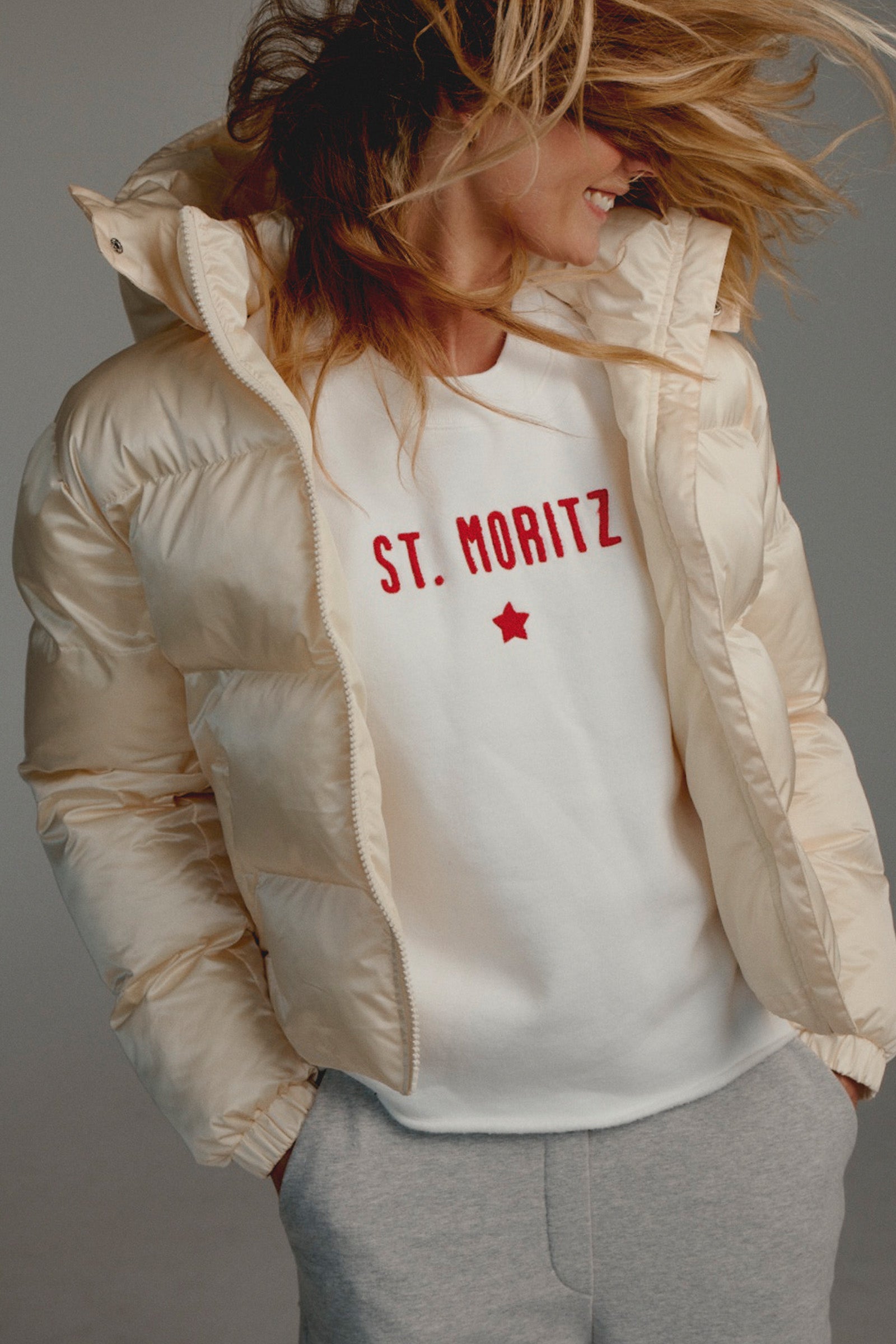 SWEATER PRINT (W25F1700) ECRU - TOMATO