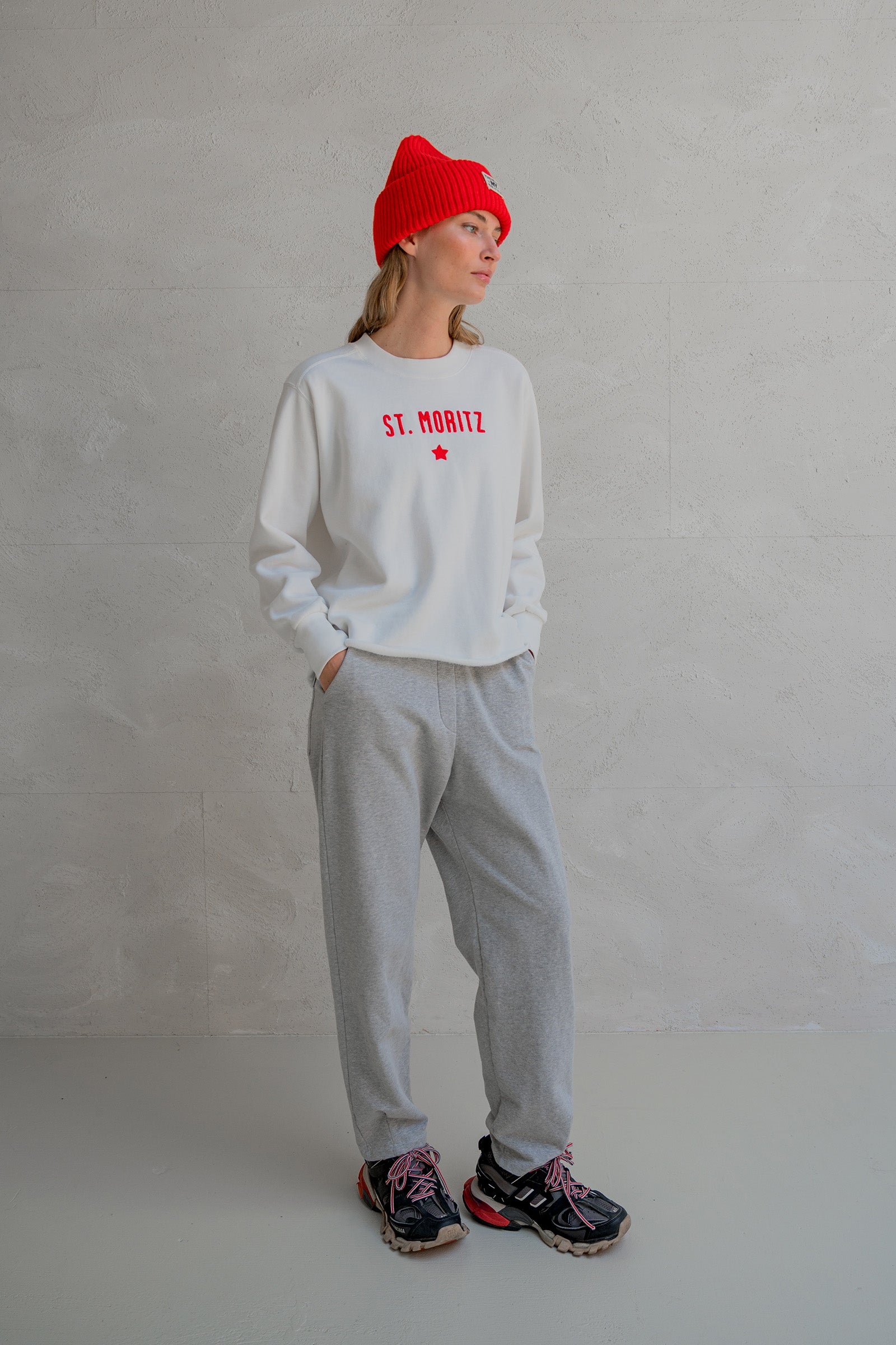 SWEATER PRINT (W25F1700) ECRU - TOMATO