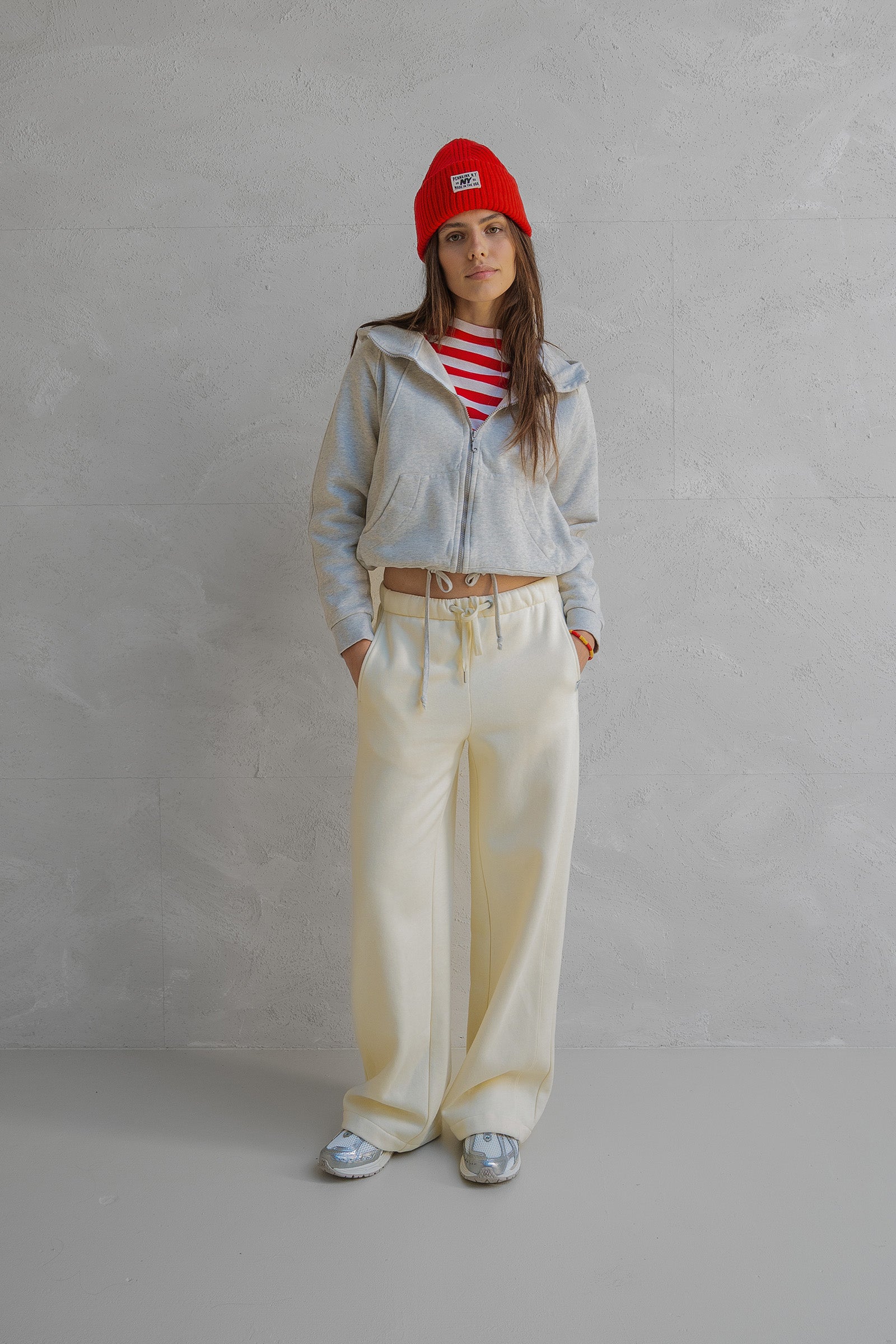 HOODIE PRINT (W25F1701) ECRU MELANGE