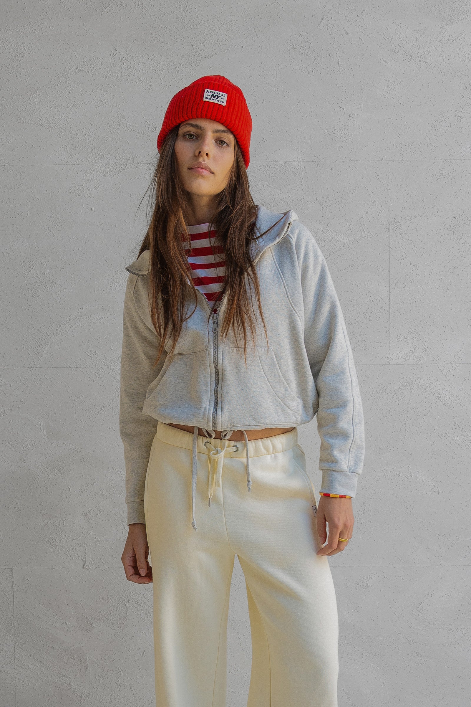 HOODIE PRINT (W25F1701) ECRU MELANGE