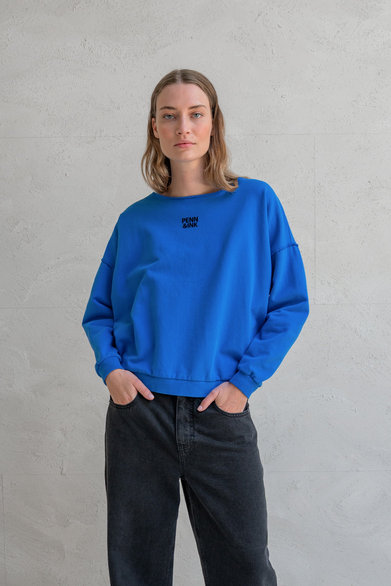 SWEATER PRINT (W25F1703) ROYAL BLUE - BLACK