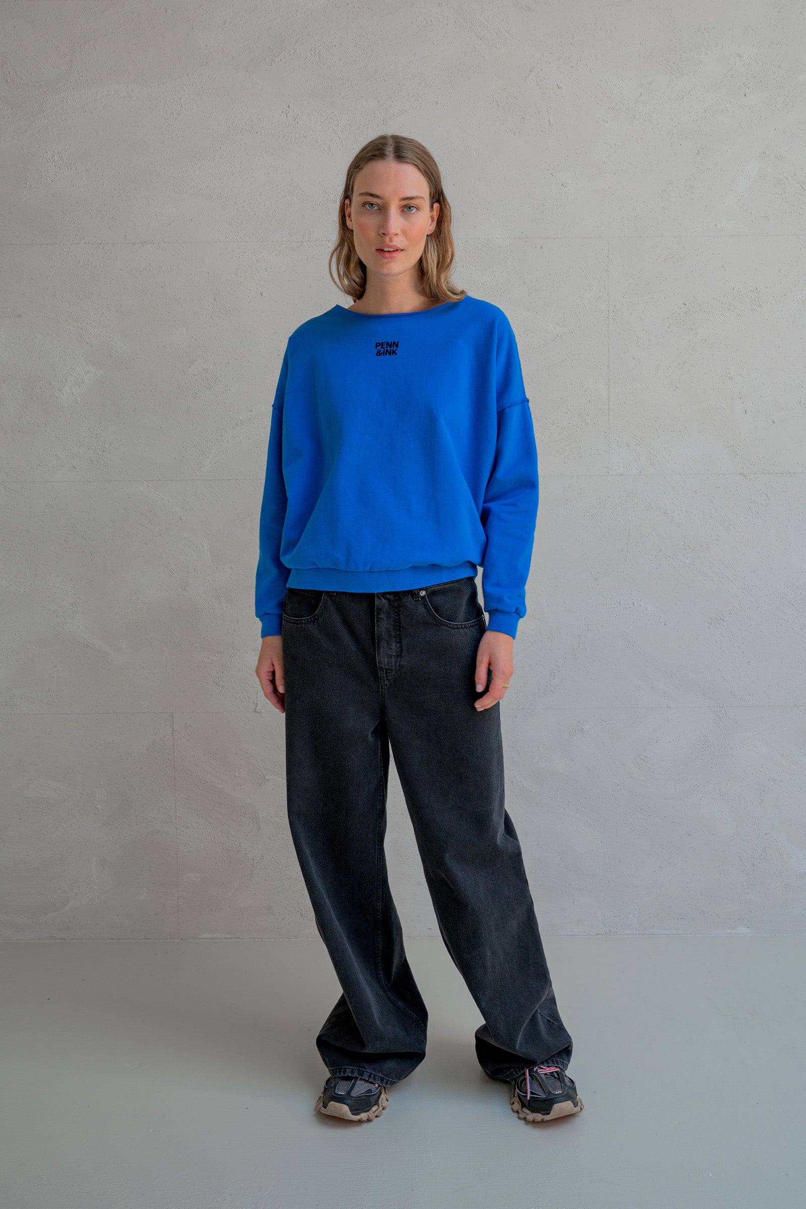 SWEATER PRINT (W25F1703) ROYAL BLUE - BLACK