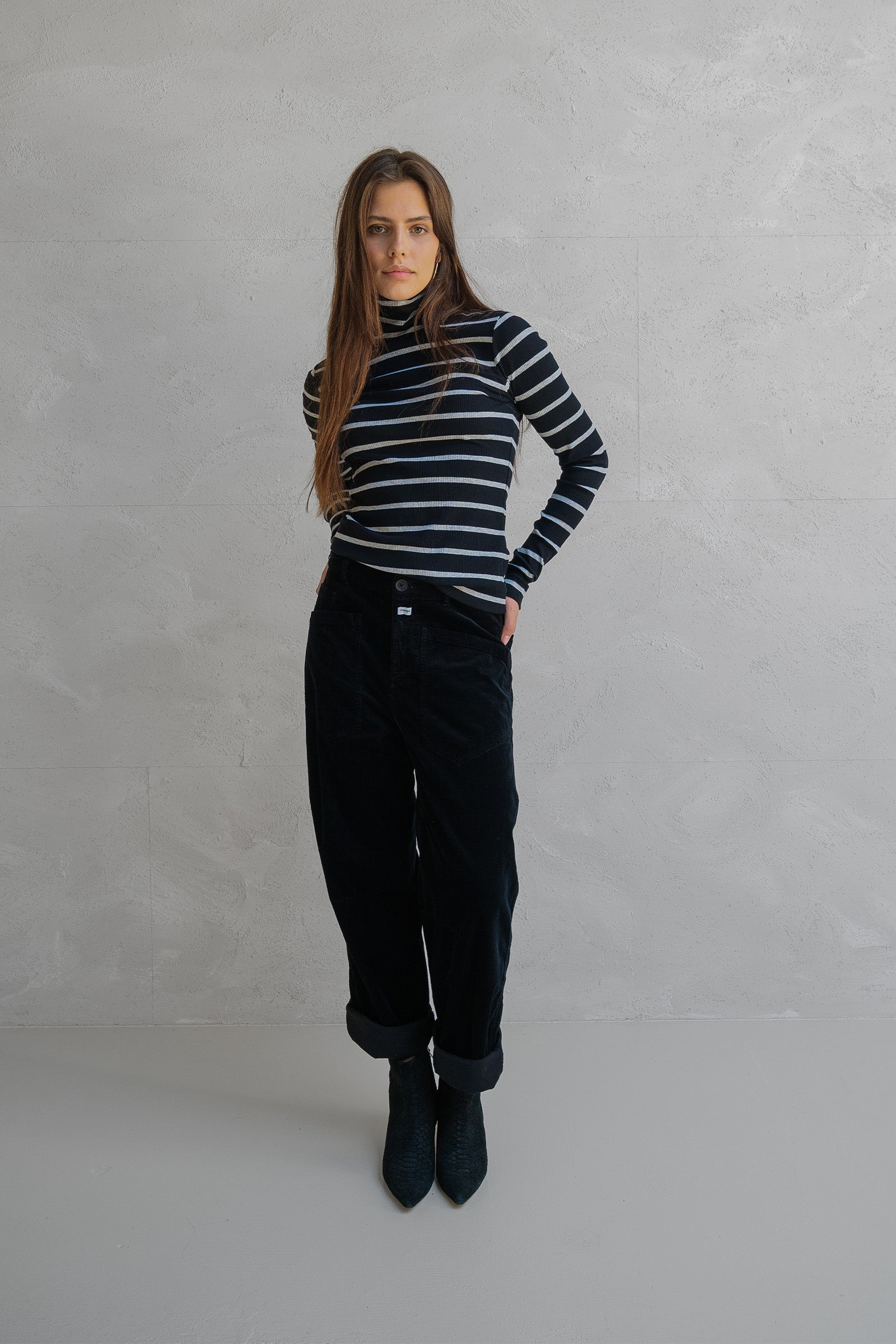 LONGSLEEVE STRIPE MELANGE (W25F1720-STM) BLACK - GREY MELANGE