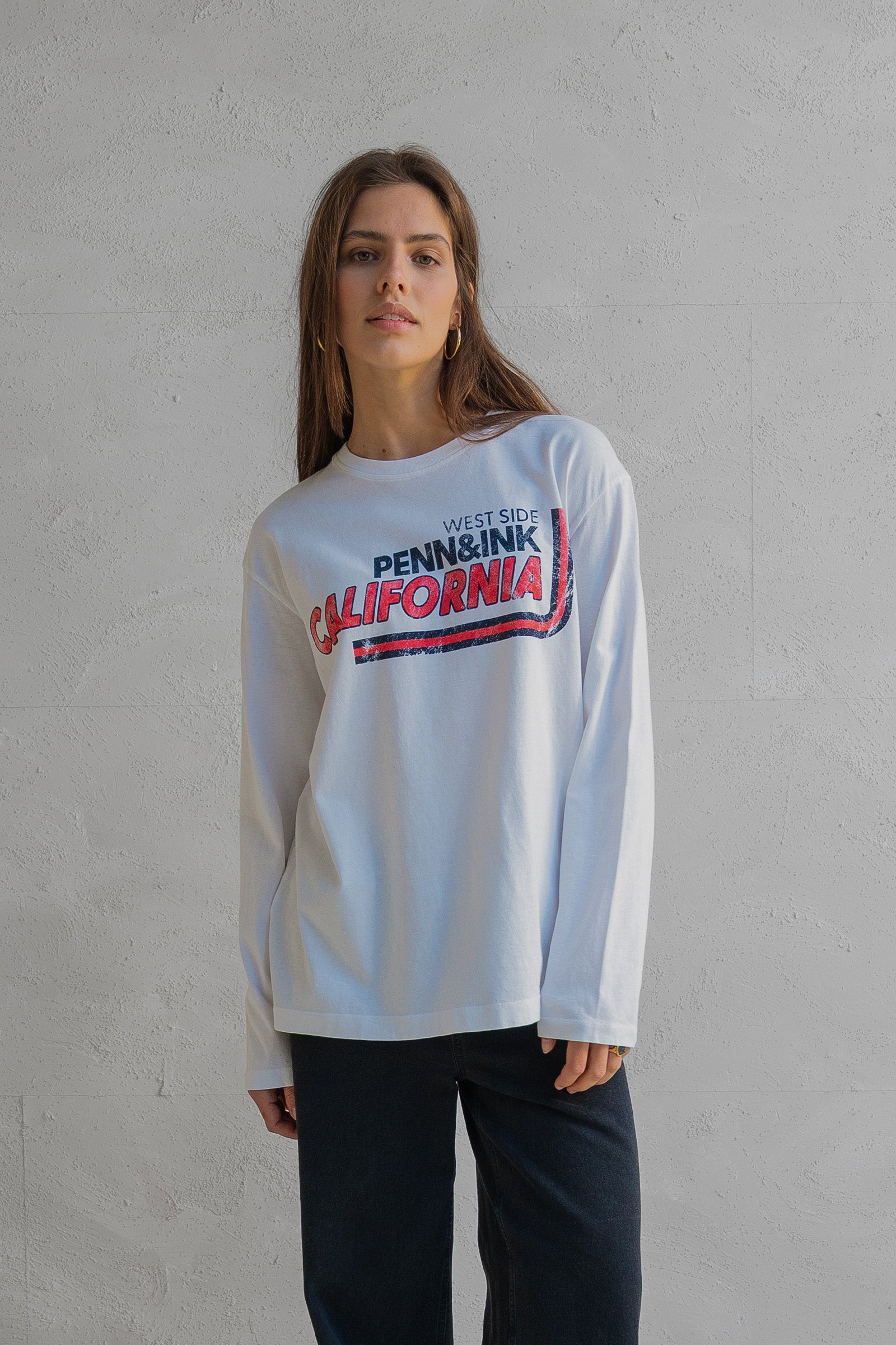 LONGSLEEVE T-SHIRT PRINT (W25F1733) WHITE - TOMATO