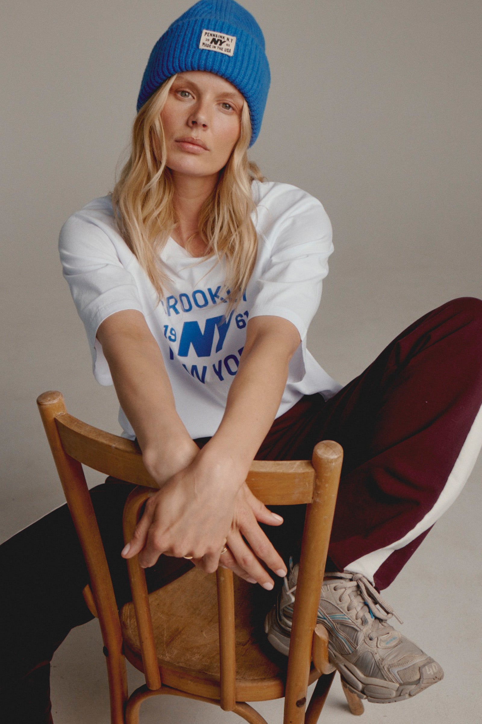 T-SHIRT PRINT (W25F1746) WHITE - ROYAL BLUE