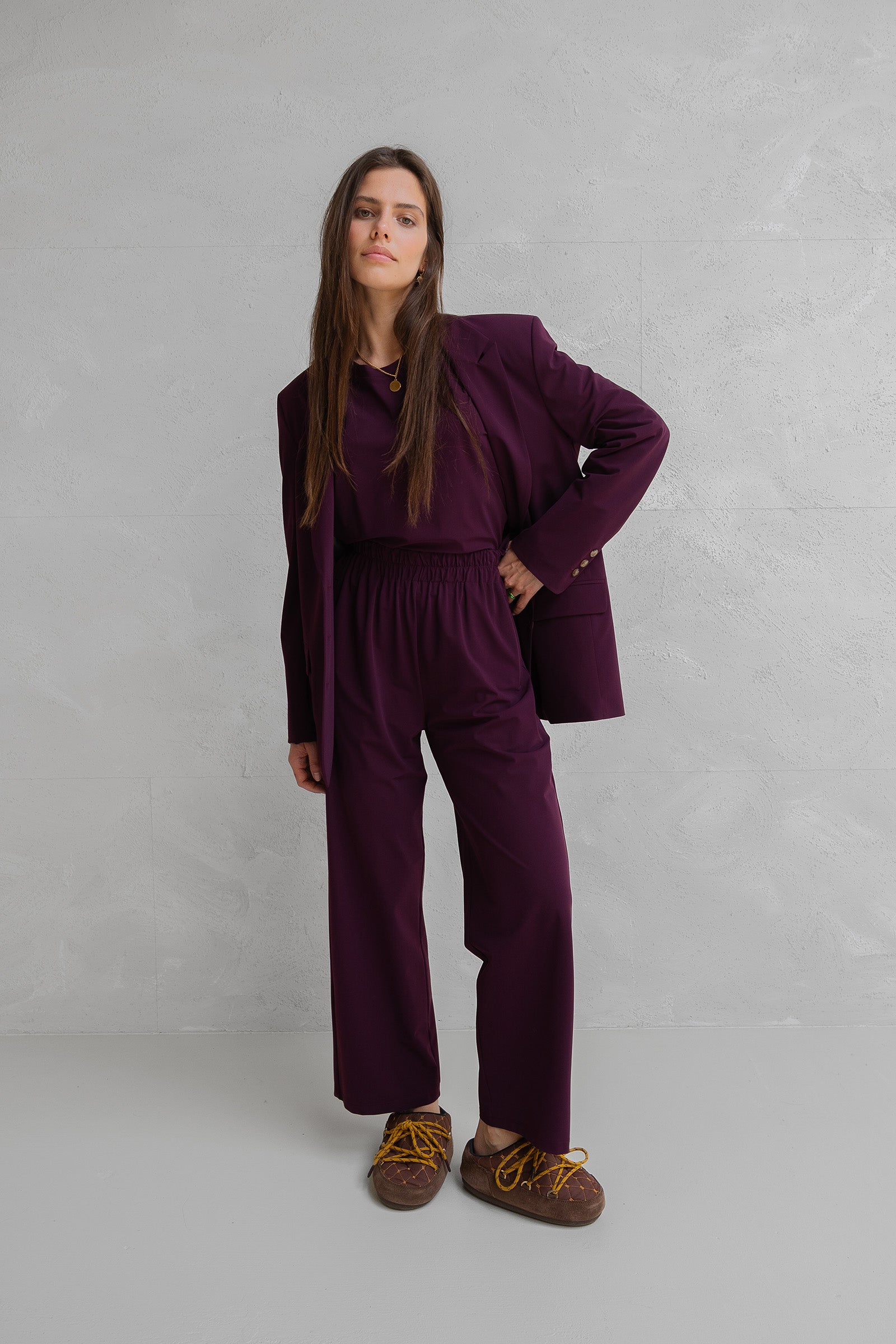 TROUSERS (W25N1643) AUBERGINE