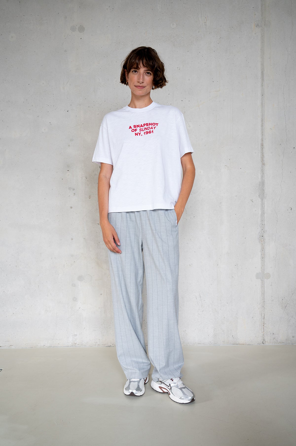 TROUSERS (W25N1671LTD) LIGHT GREY STRIPE