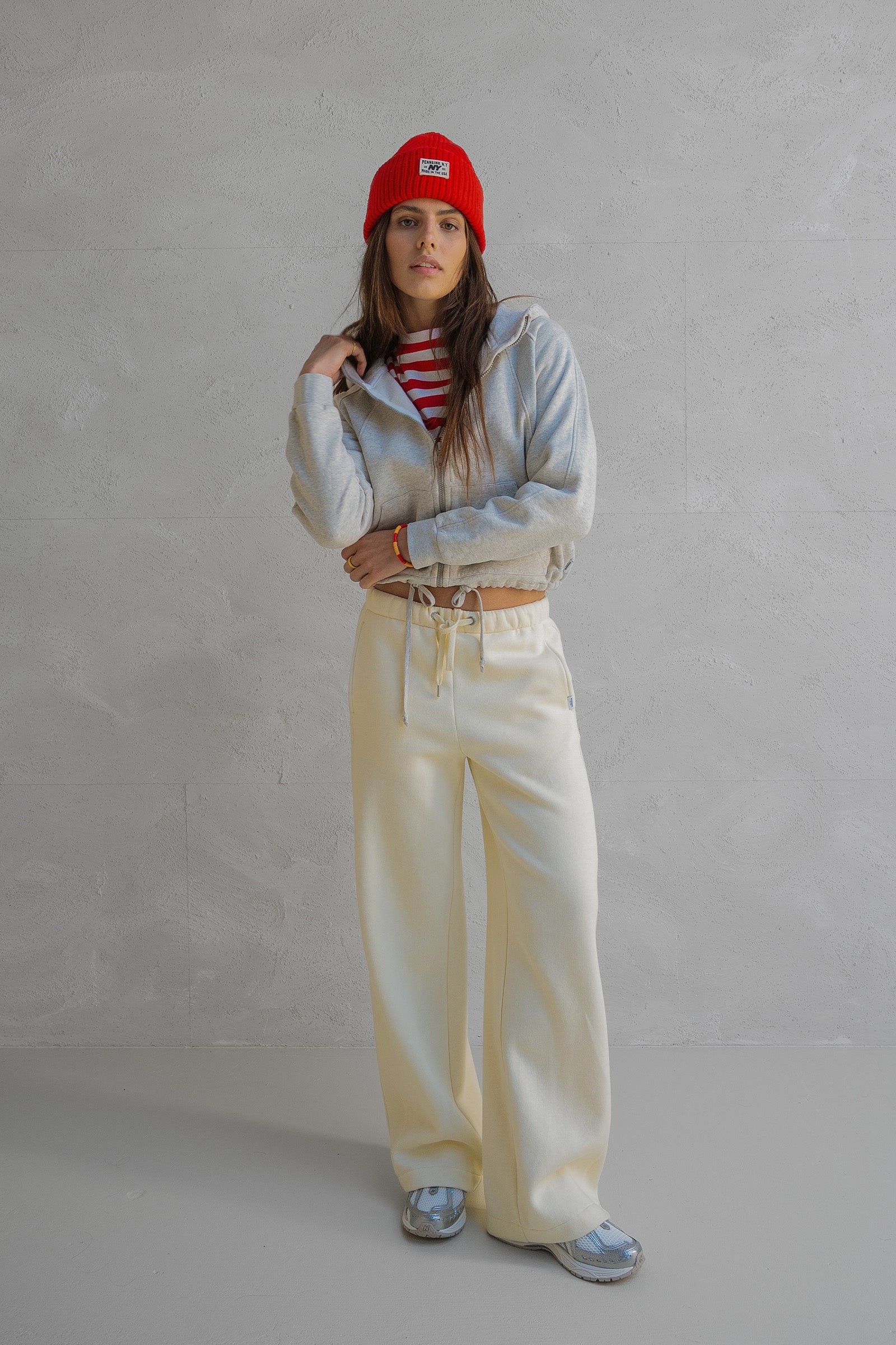 TROUSERS PRINT (W25T1185) ECRU - BLACK