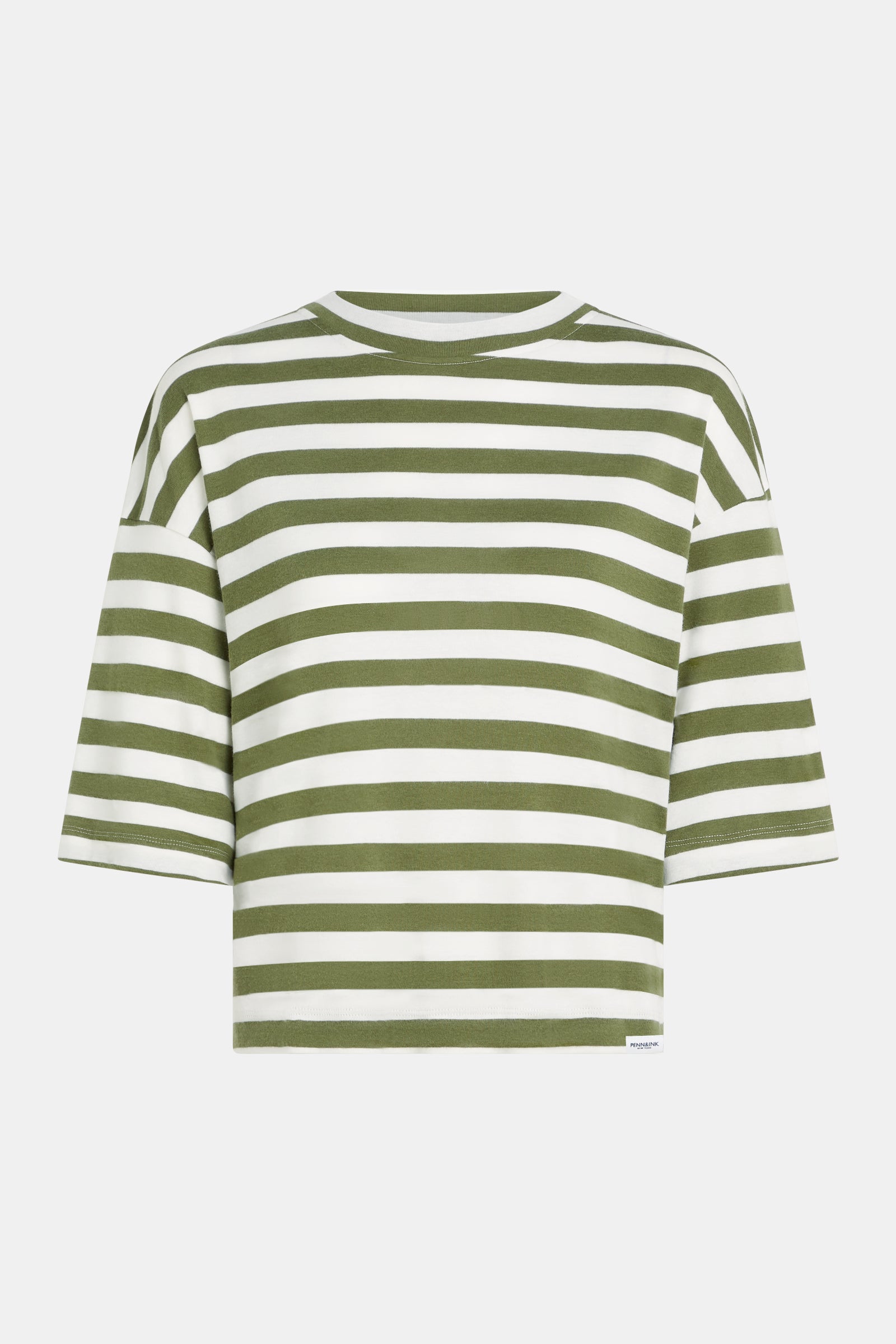 T-SHIRT STRIPE (W25T1188) KHAKI - ECRU