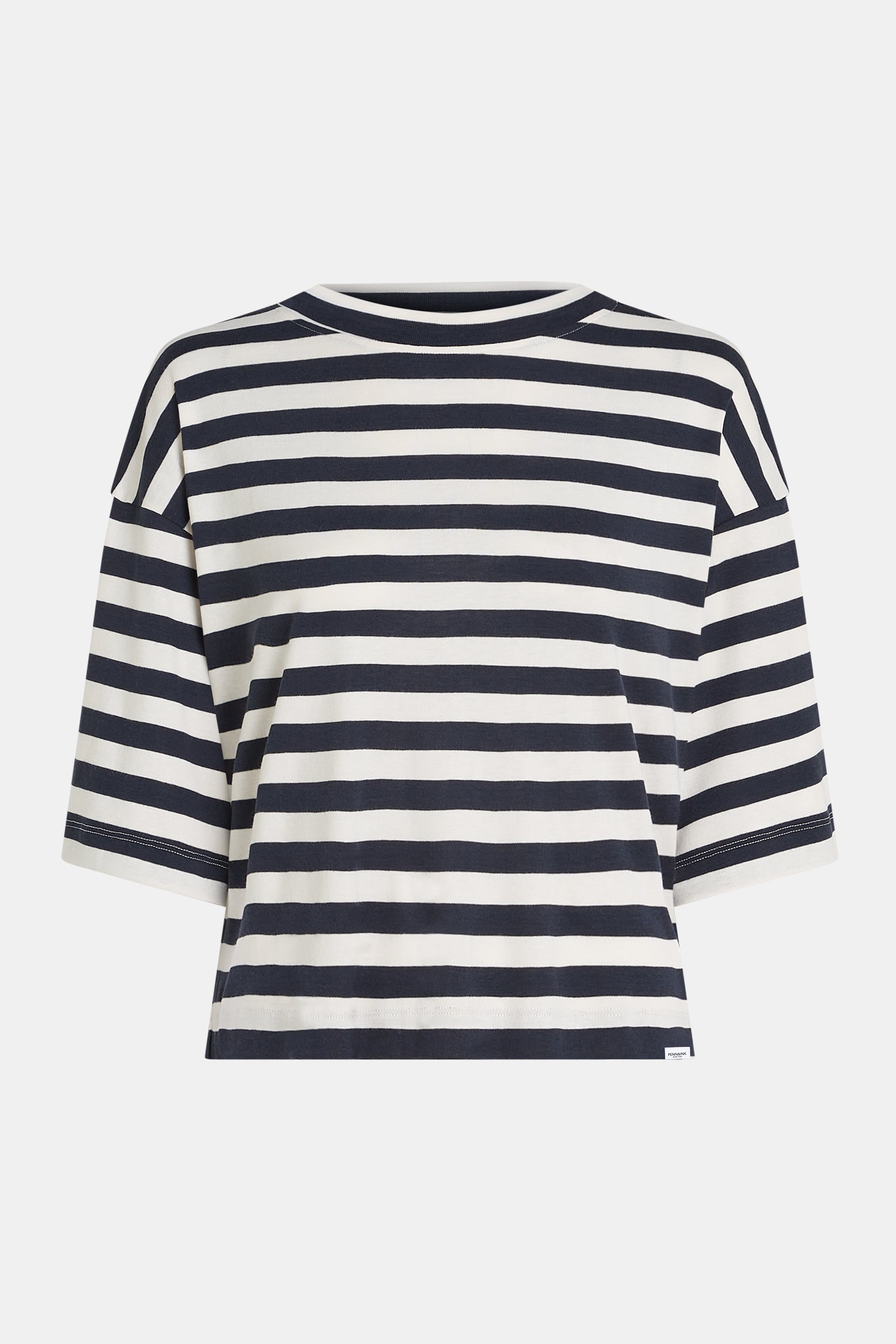T-SHIRT STRIPE (W25T1188) NAVY - ECRU