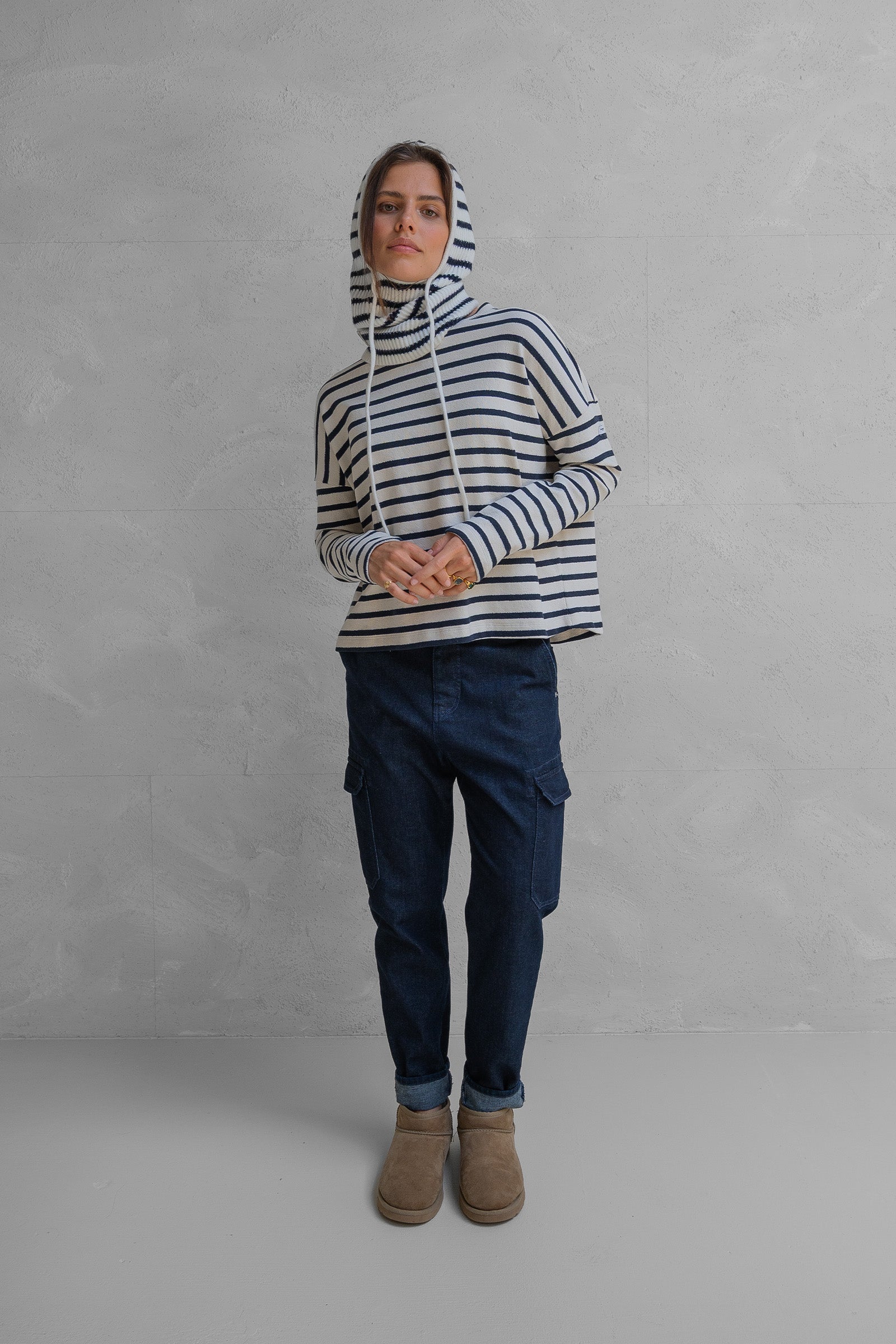 SWEATER STRIPE (W25T1205) NAVY - ECRU