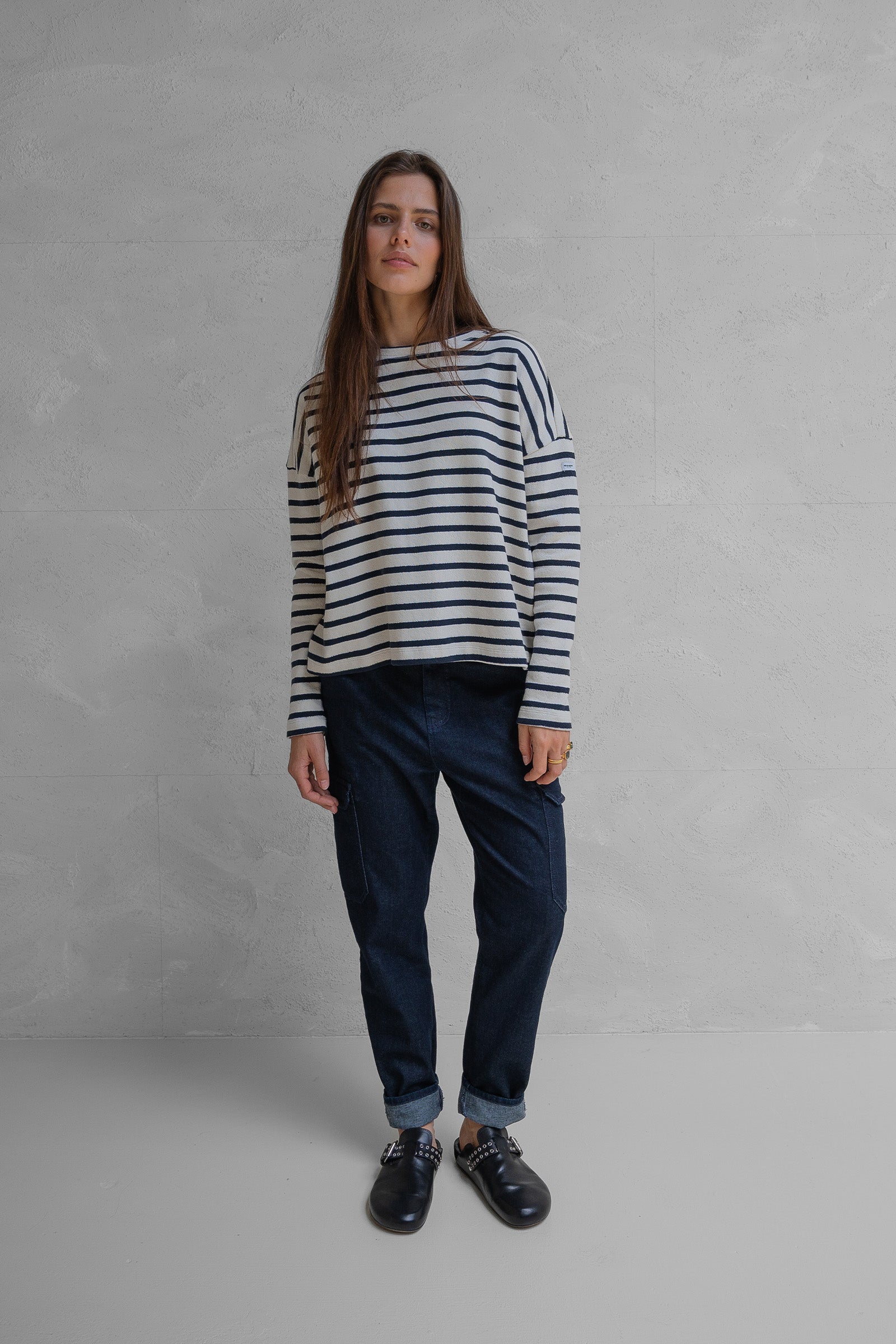 SWEATER STRIPE (W25T1205) NAVY - ECRU