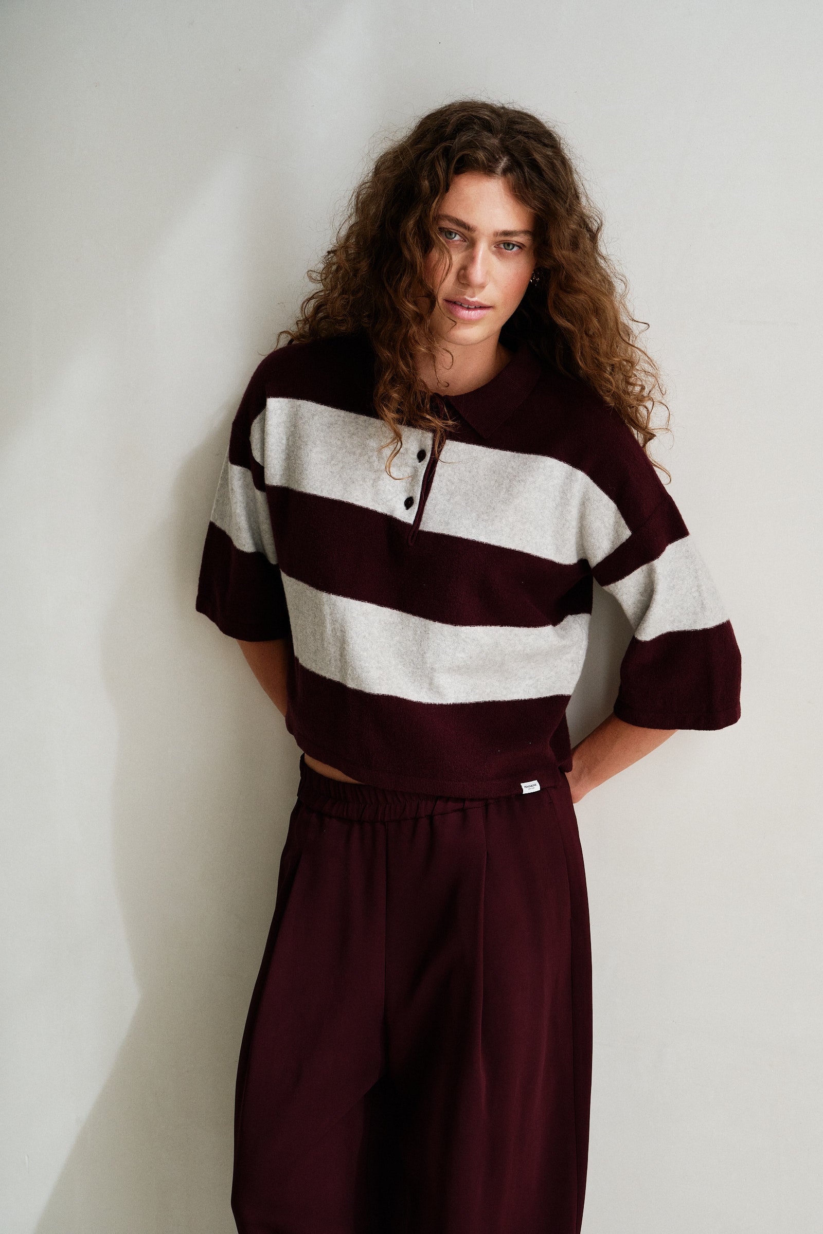 CARDIGAN (W26B423) AUBERGINE - GREY MELANGE