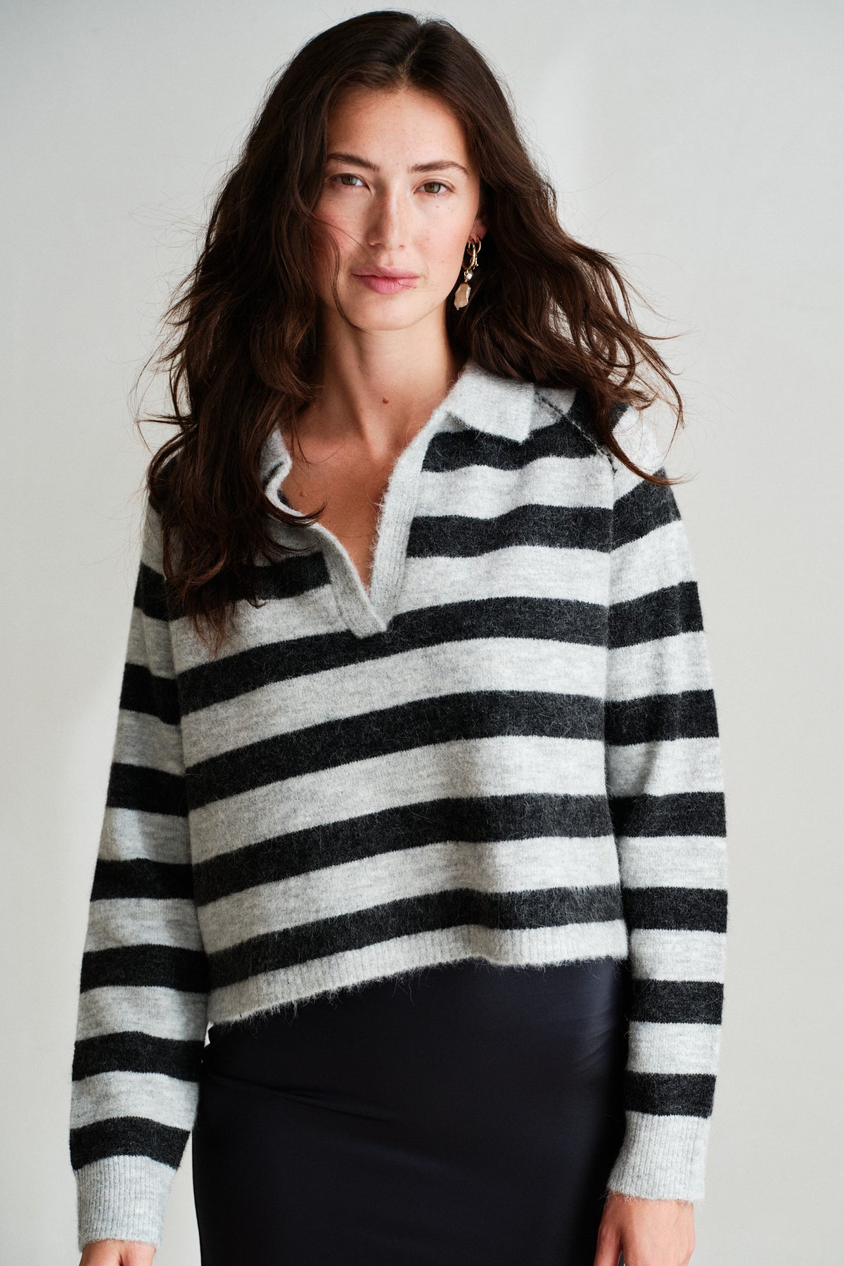 JUMPER STRIPE (W26B455LTD) GREY MELANGE - ANTRA