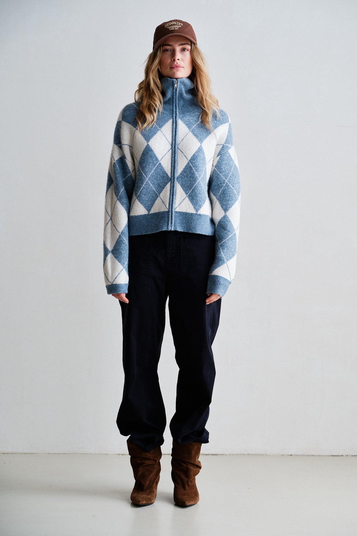 CARDIGAN (W26C398) BLUE - ECRU